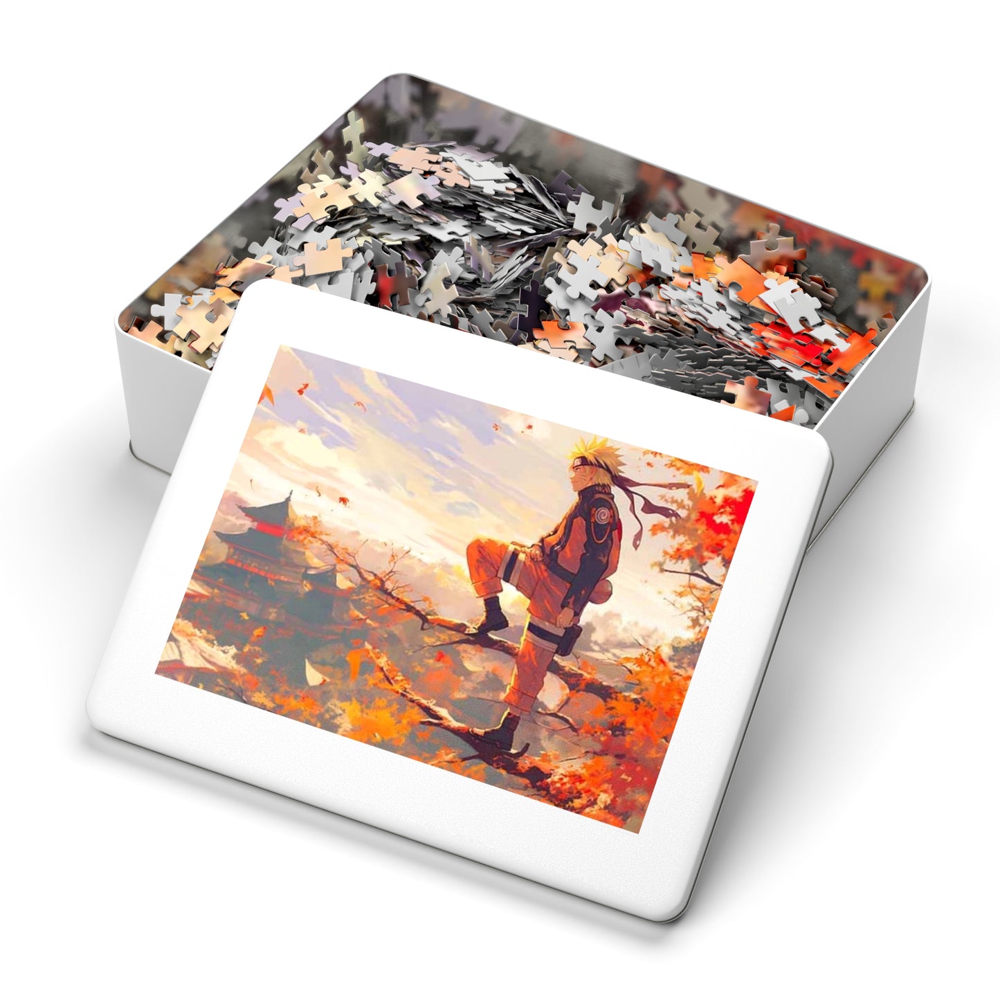 Naruto Autumn Scene Jigsaw Puzzle with Tin — Anime Puzzle Gift