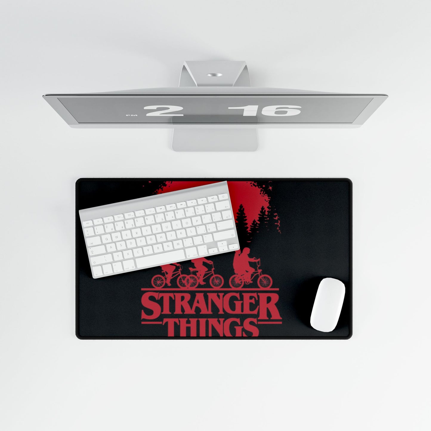 Stranger Things Desk Mat — Retro Red Bike Scene Gaming Mouse Pad