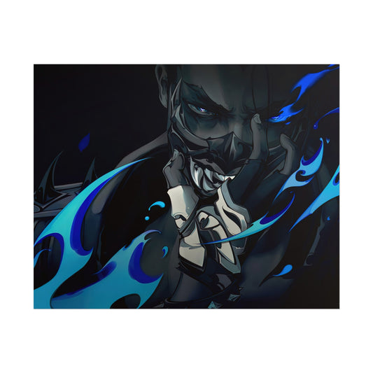 Yoru Valorant Character— Blue Flame Aesthetic Rolled Art Print