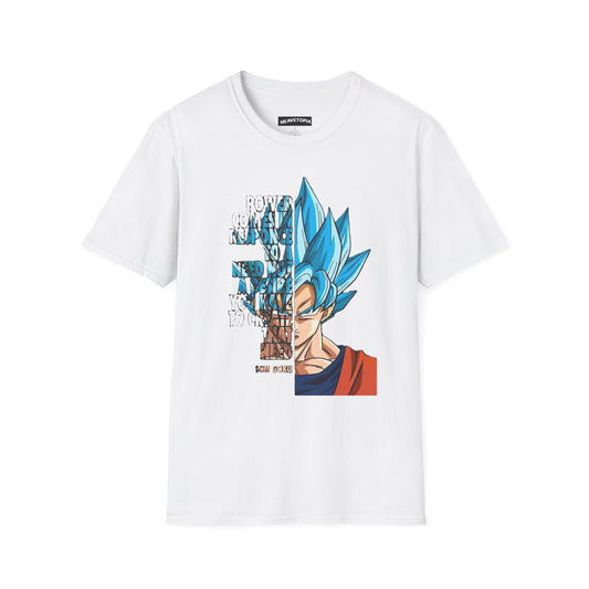 T-Shirt — Blue Super Saiyan Split Face Graphic Quote - Limited Edition
