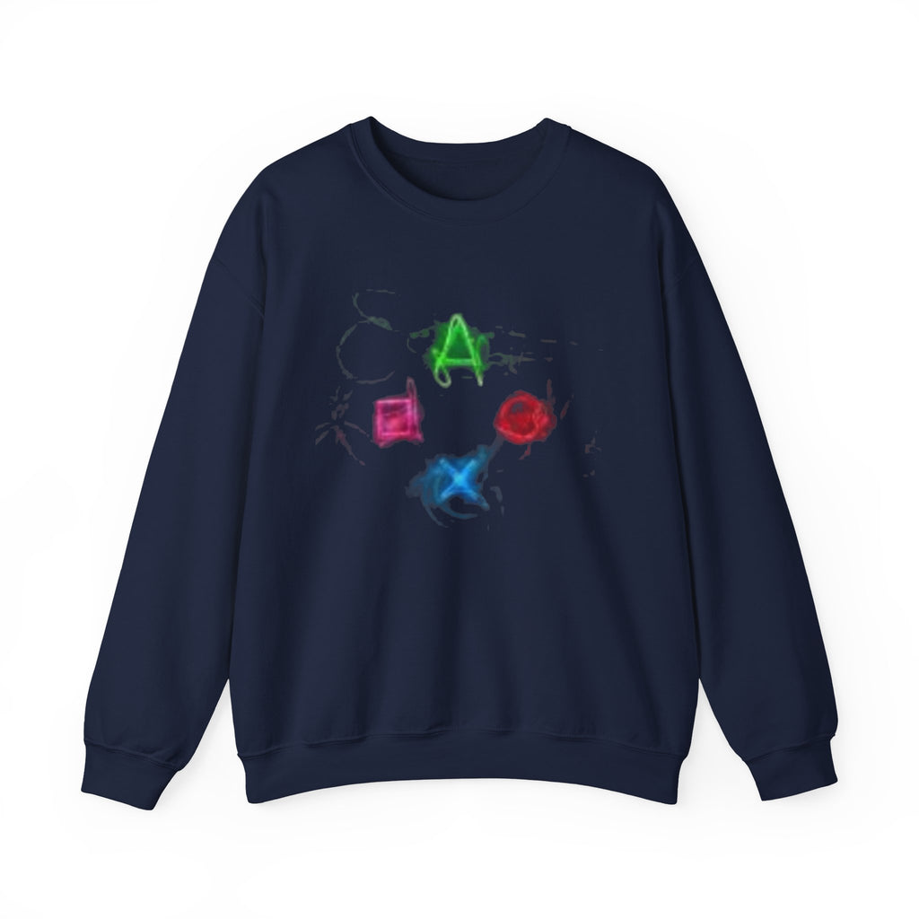 Neon Gaming Controller Symbols Sweatshirt | PlayStation Button Icons