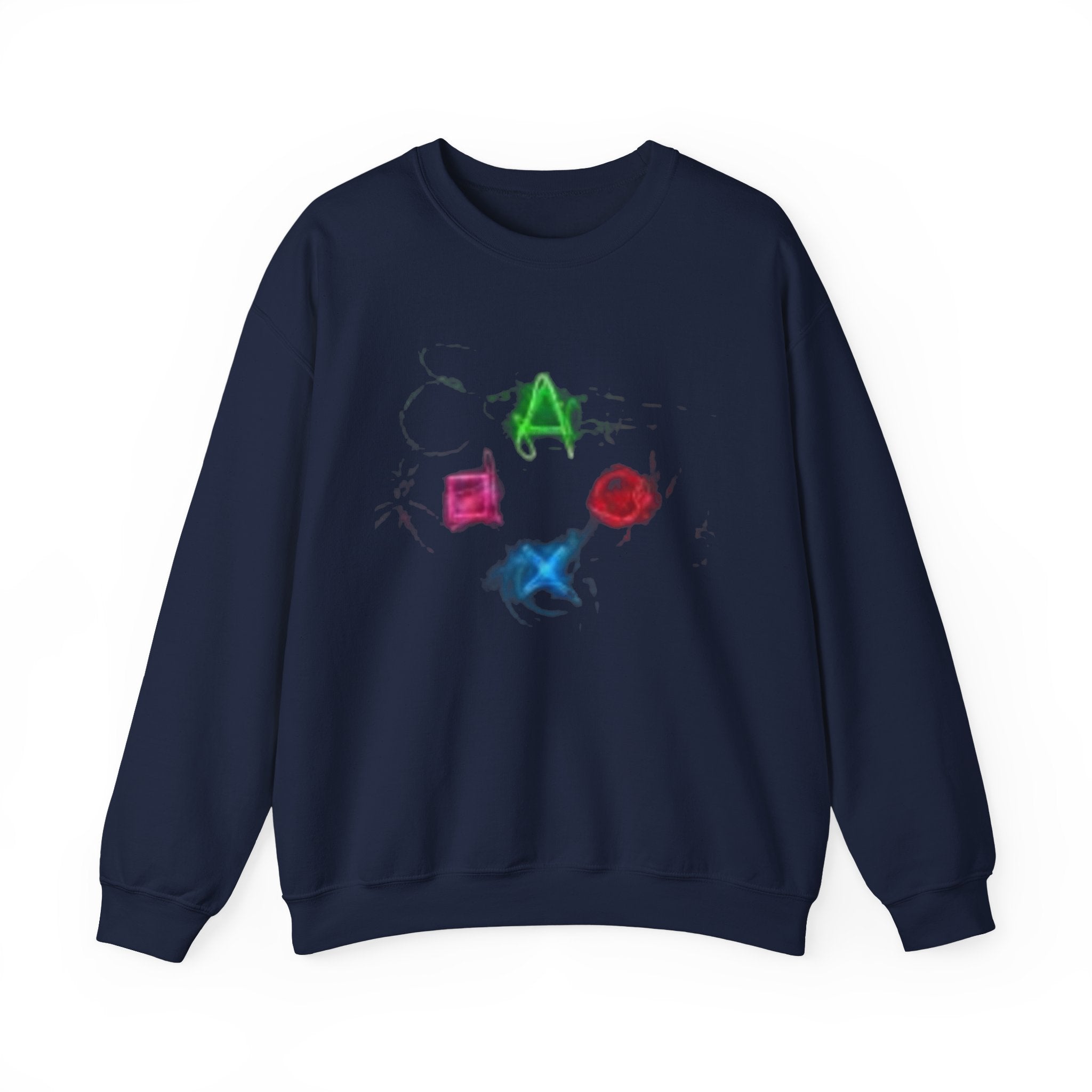 Neon Gaming Controller Symbols Sweatshirt | PlayStation Button Icons