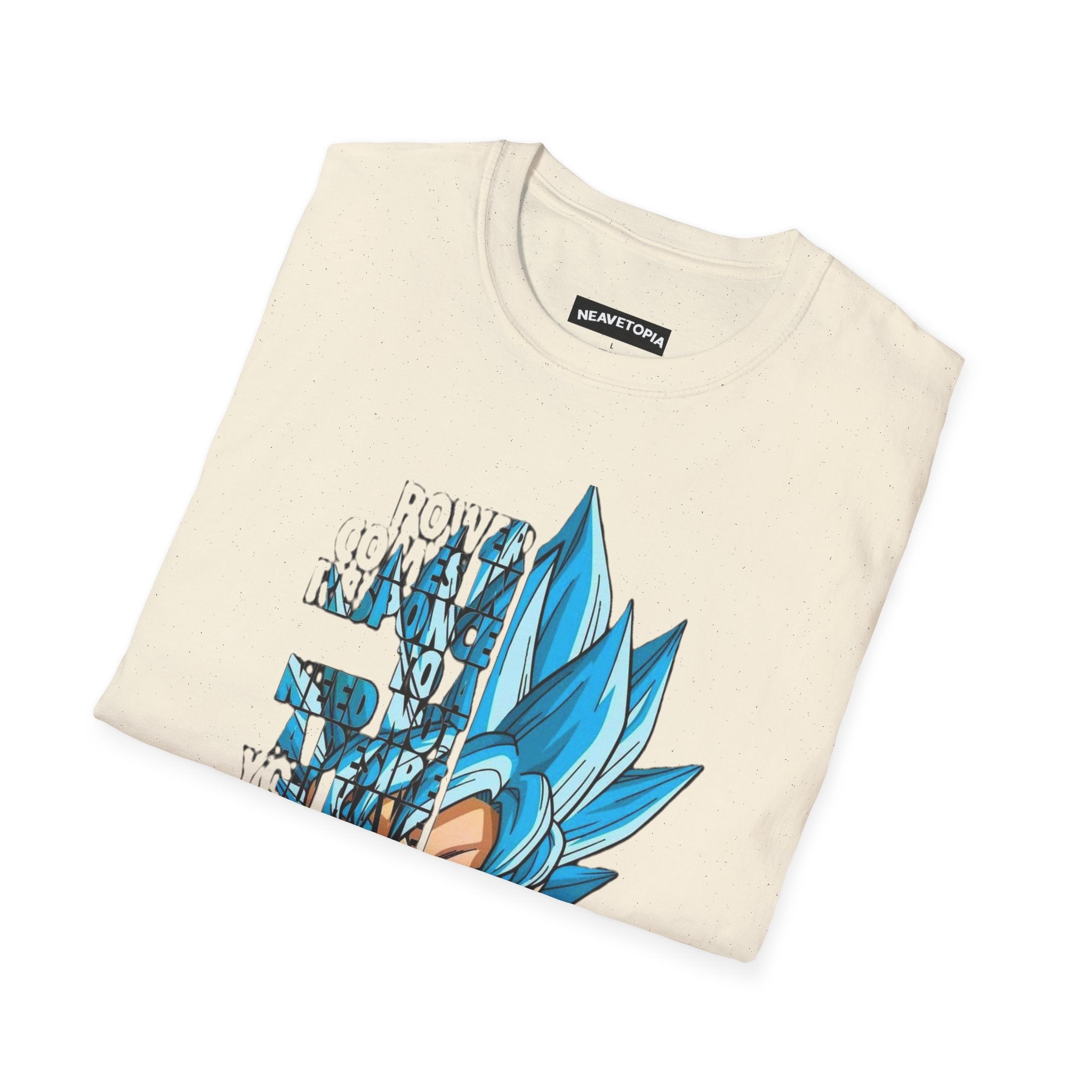 T-Shirt — Blue Super Saiyan Split Face Graphic Quote - Limited Edition