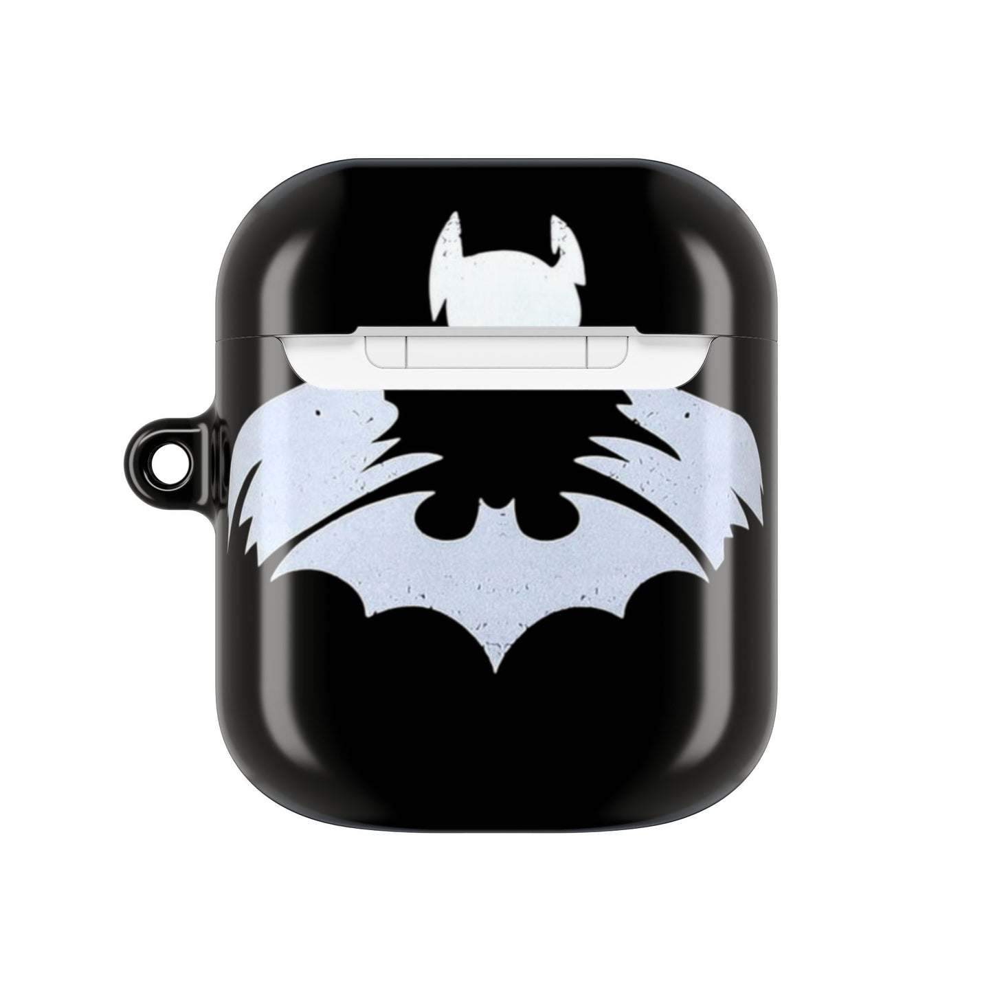 Bat Logo AirPod Hülle – Schwarzes schützendes Ladecase mit weißem Bat-Emblem