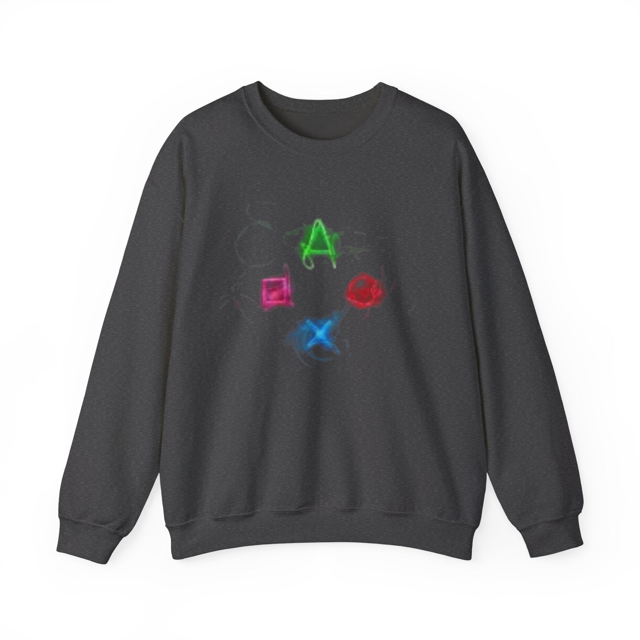 Neon Gaming Controller Symbols Sweatshirt | PlayStation Button Icons