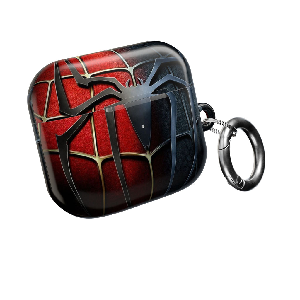 Spider Web AirPod Case – Red & Black Superhero Design Protective Cover
