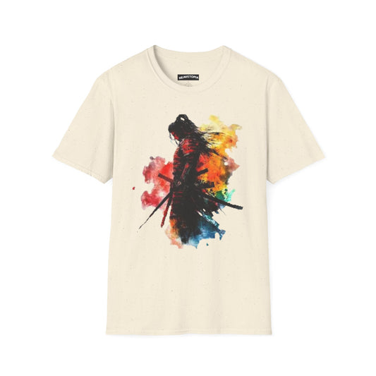 Anime GamingJapanese Splash Color technique Colorful Retro Samurai Art Unisex Softstyle T-Shirt, Graphic Tee, Gift for Anime Fans,