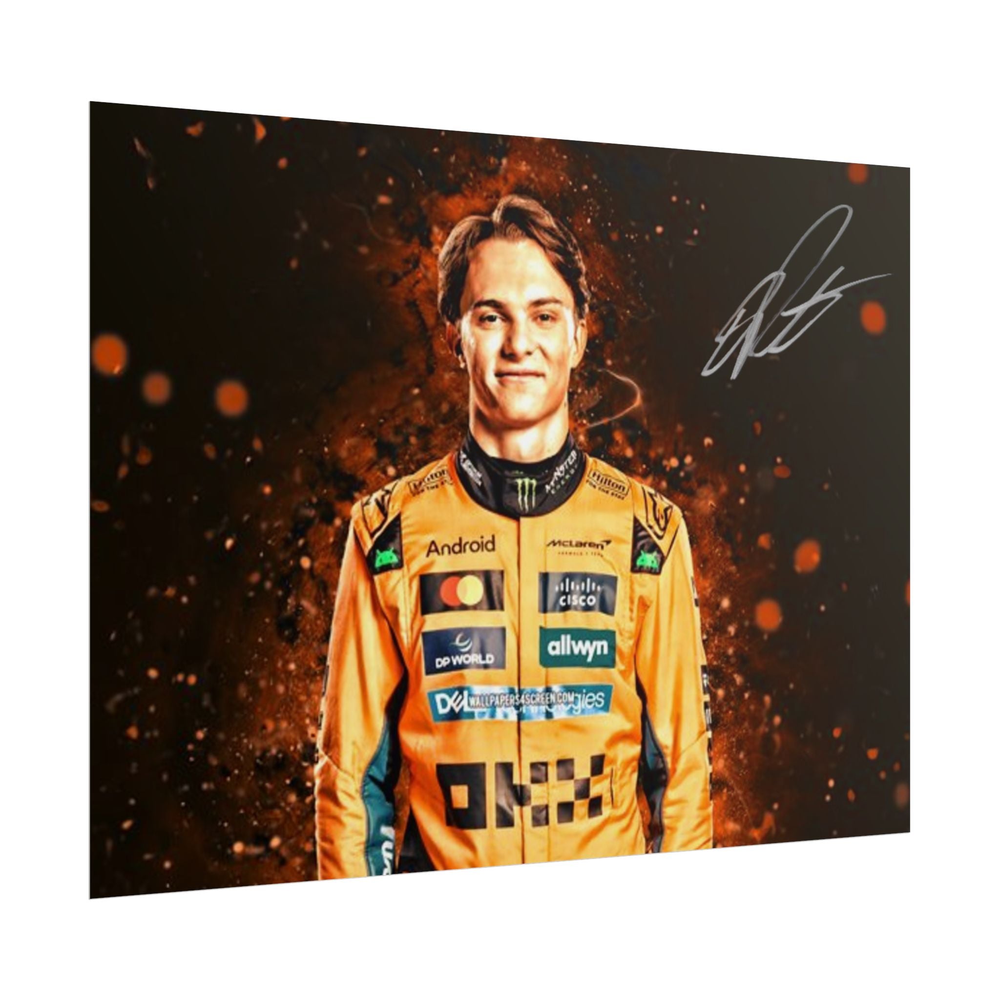 Oscar Piastri Poster | F1 Racing Mc Laren Driver Artwork  | Original Signature