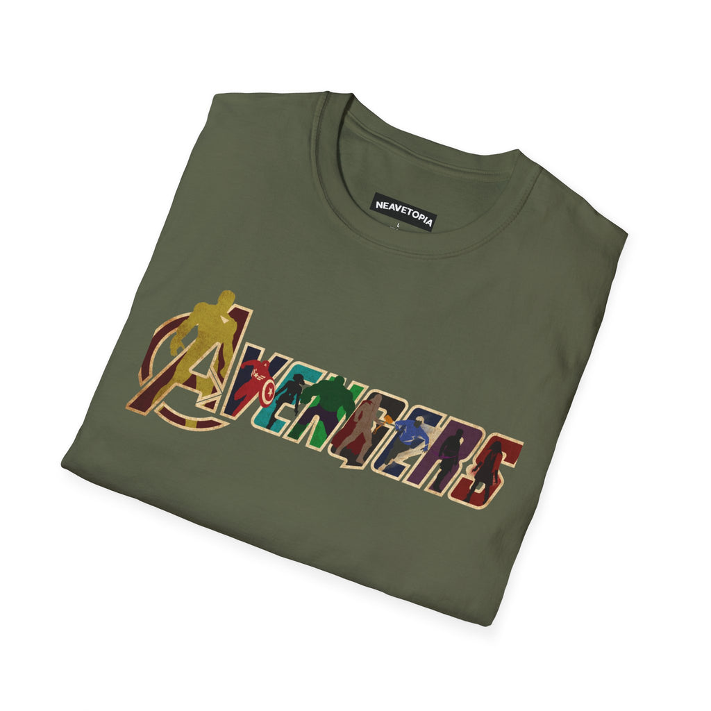 Avengers Logo T-Shirt — Marvel Hero Collage Graphic Tee