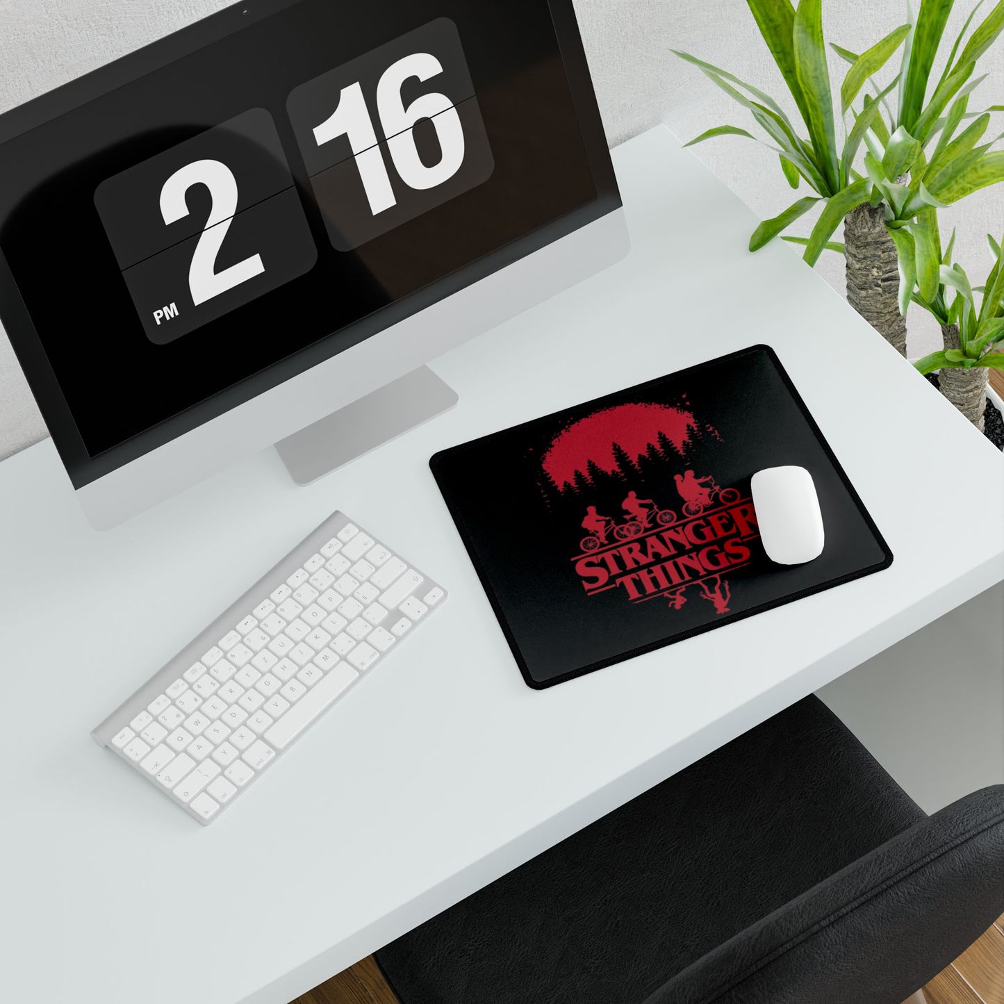 Stranger Things Desk Mat — Retro Red Bike Scene Gaming Mouse Pad
