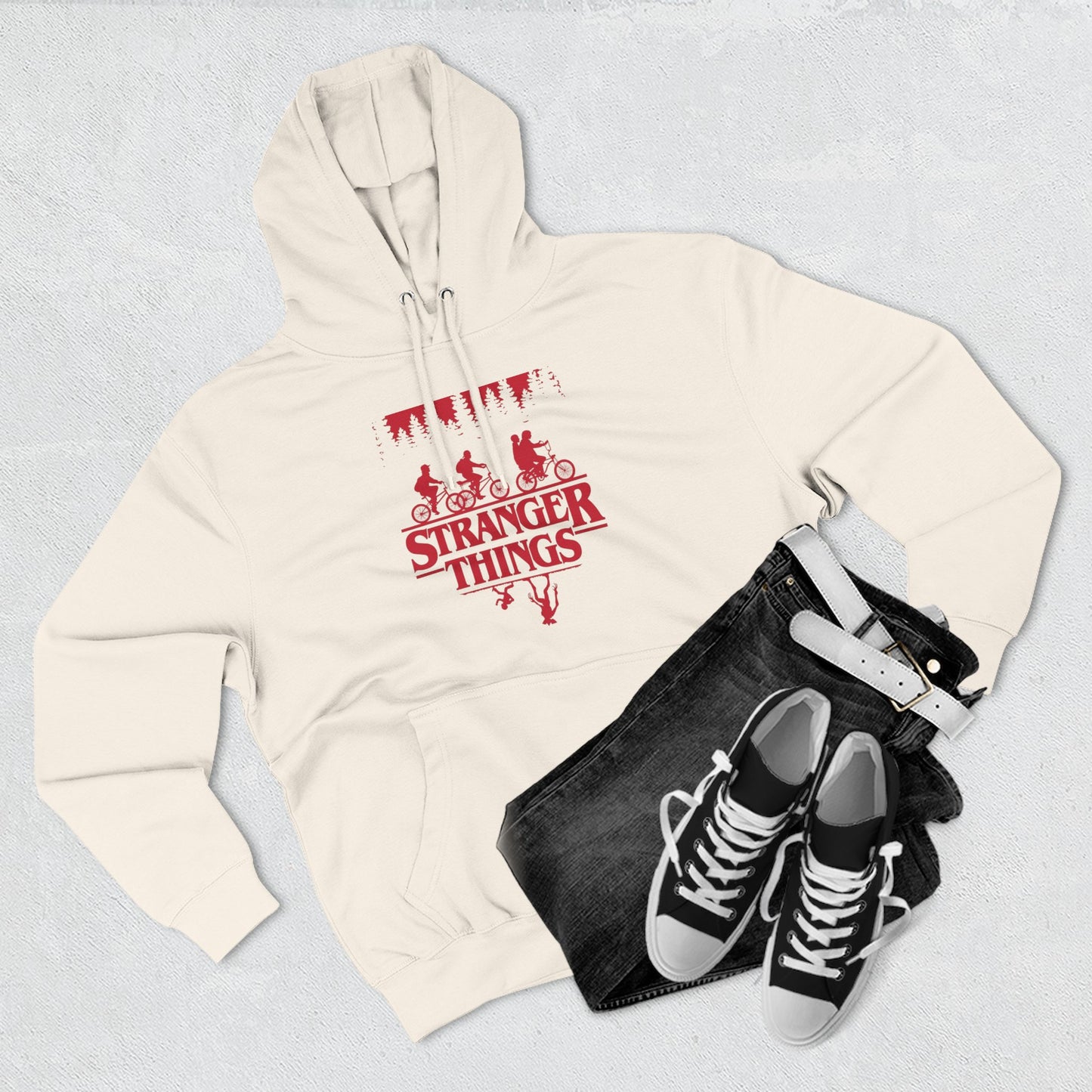 Stranger Things Fleece Hoodie – Retro-Umriss-Logo-Pullover