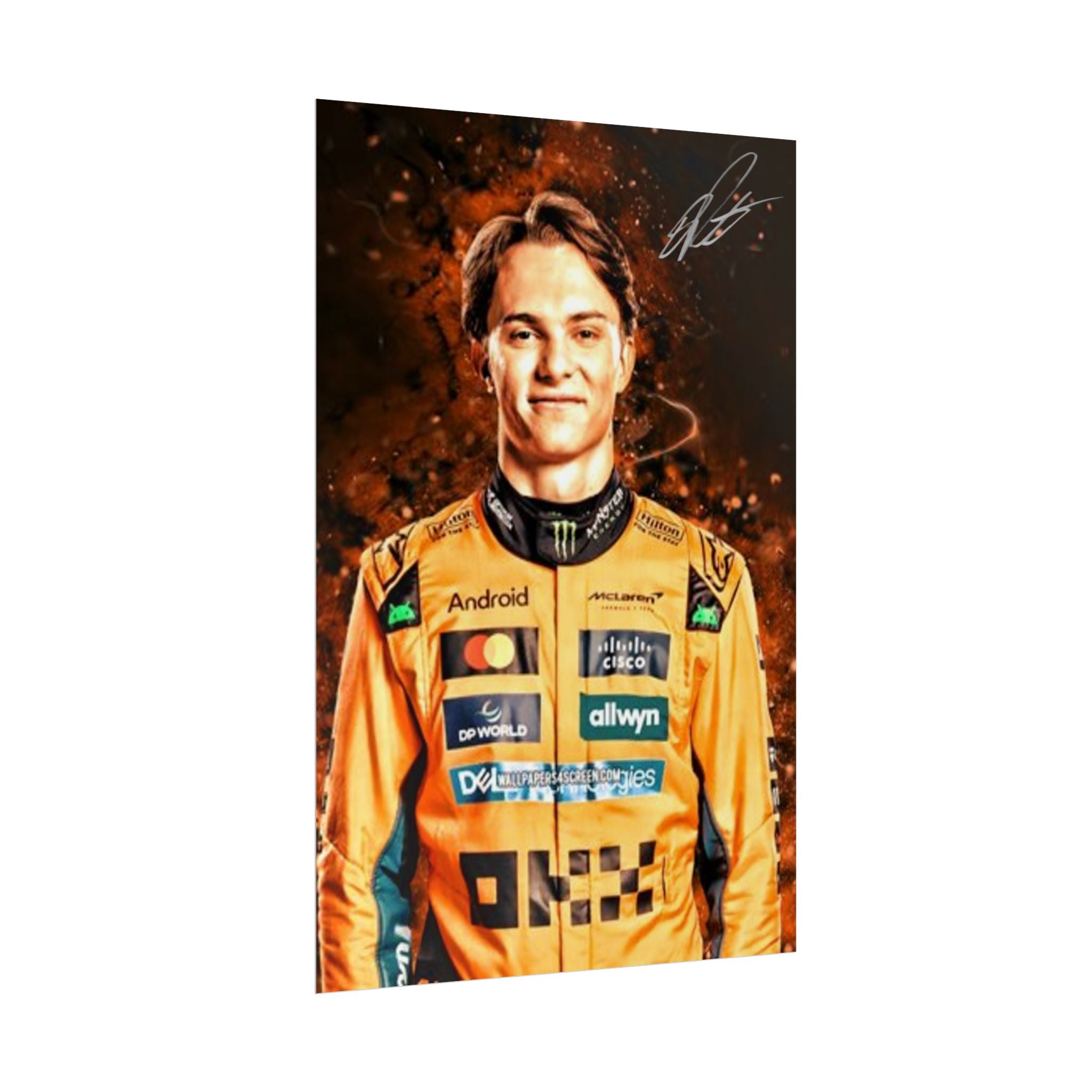 Oscar Piastri Poster | F1 Racing Mc Laren Driver Artwork  | Original Signature