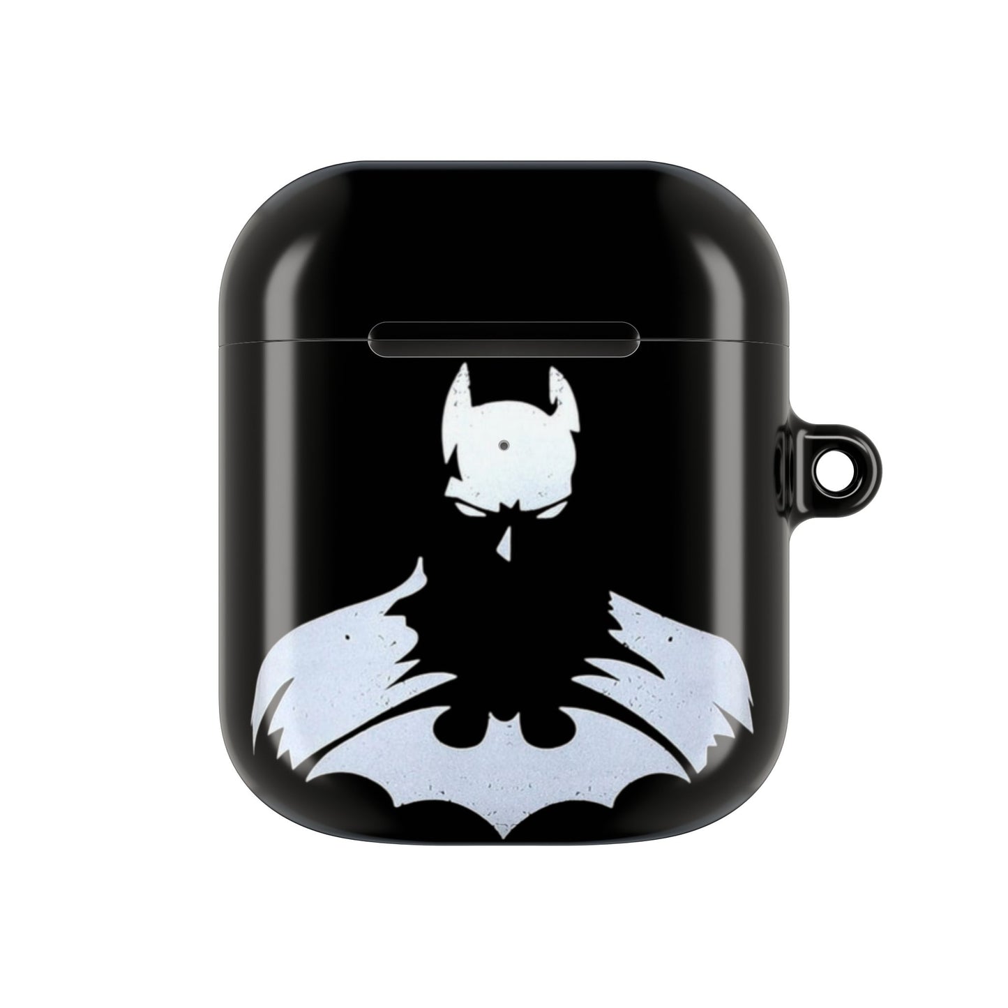 Bat Logo AirPod Hülle – Schwarzes schützendes Ladecase mit weißem Bat-Emblem