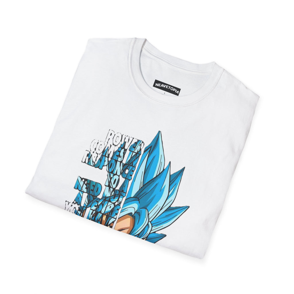 T-Shirt — Blue Super Saiyan Split Face Graphic Quote - Limited Edition