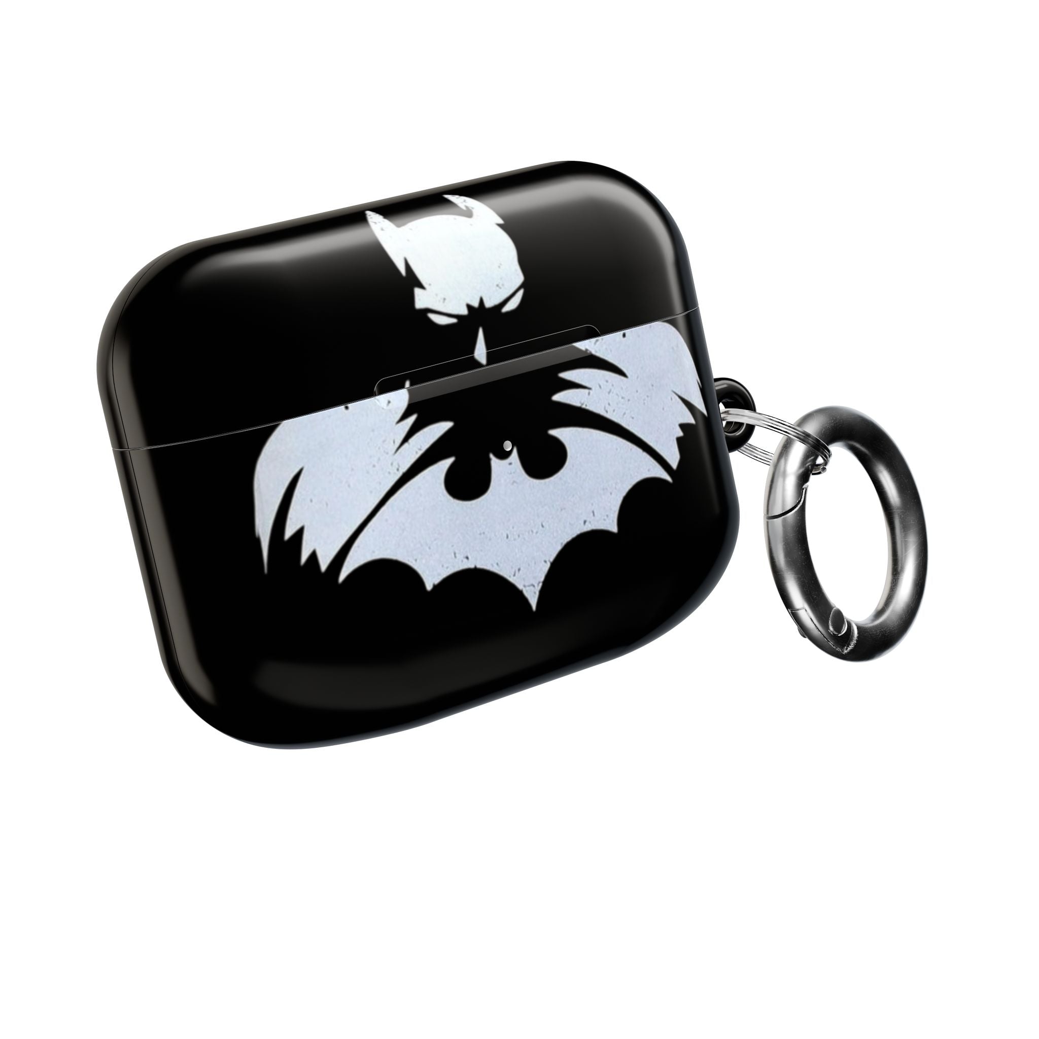 Bat Logo AirPod Case — Black Protective Charging Case with White Bat Emblem