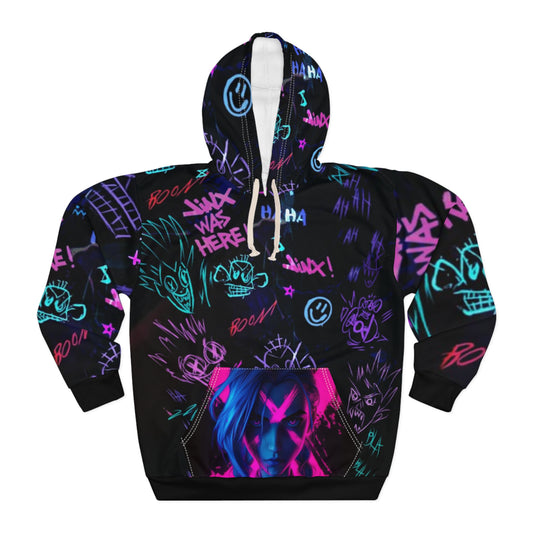 Neon Graffiti Jinx Hoodie | All-Over Print Pullover  | Limited Edition  | Collectors Edition