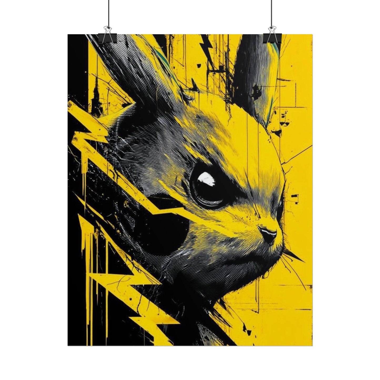 Elektrisches Pika-Kunstposter – Gelber Blitz Anime-Wanddruck