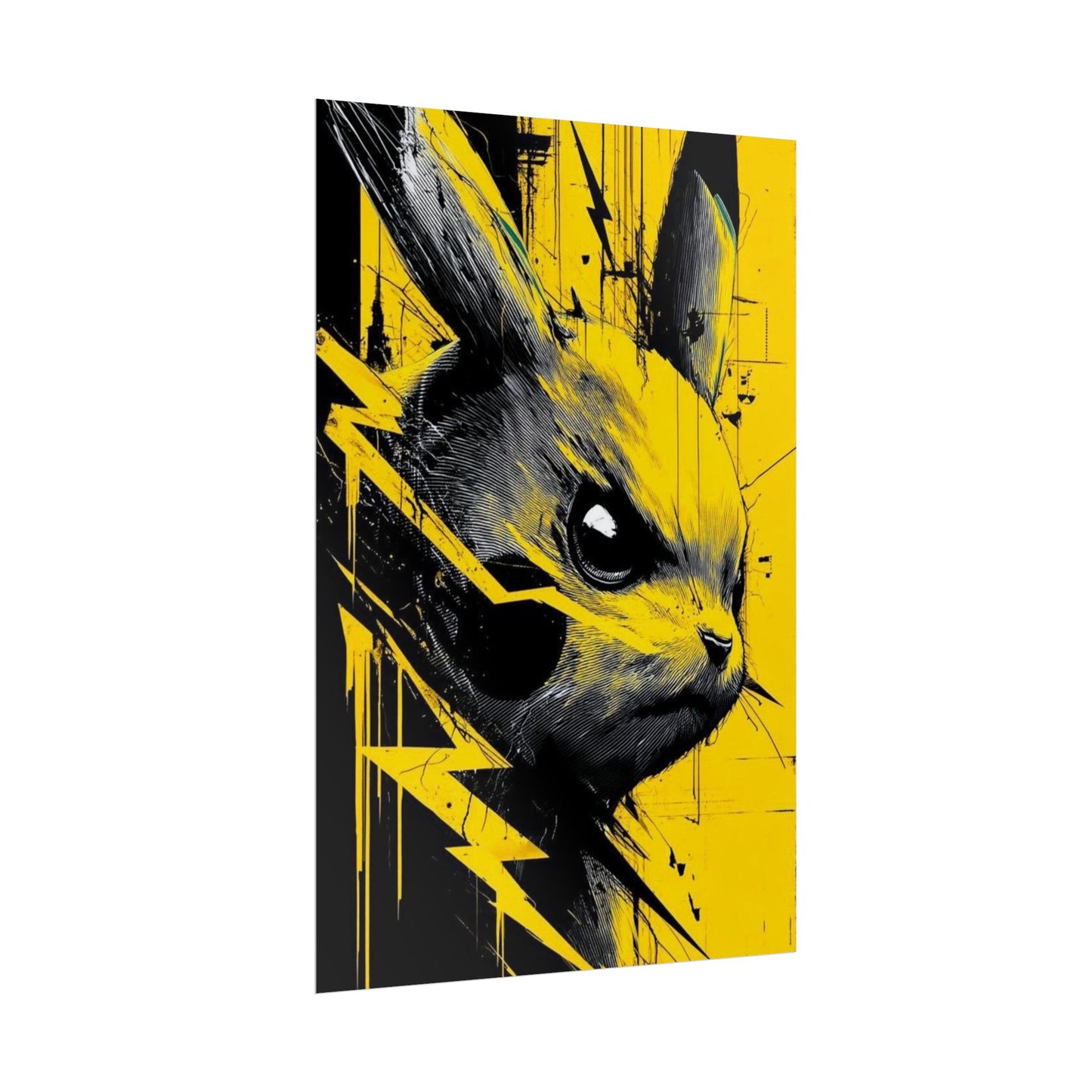 Elektrisches Pika-Kunstposter – Gelber Blitz Anime-Wanddruck