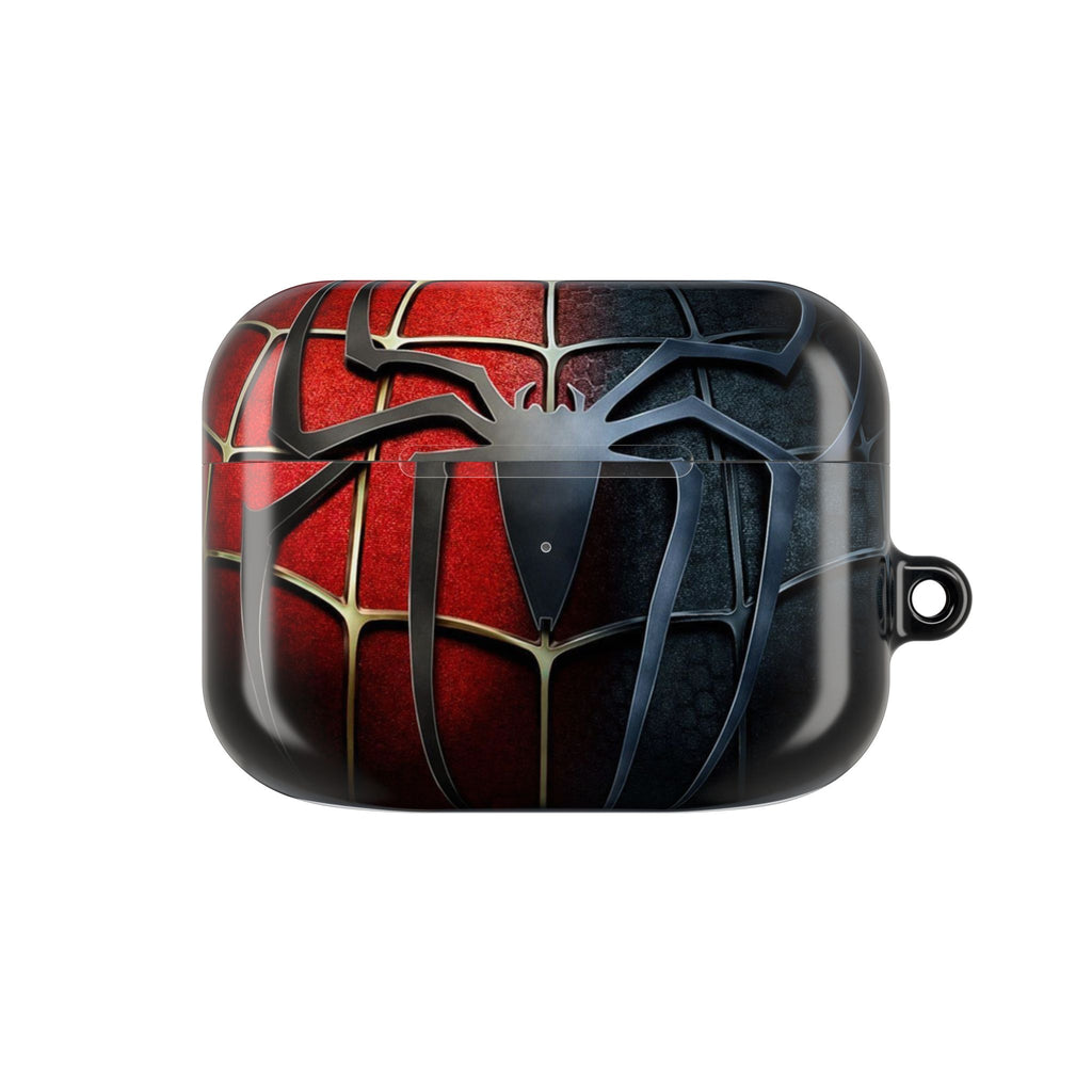 Spider Web AirPod Case – Red & Black Superhero Design Protective Cover