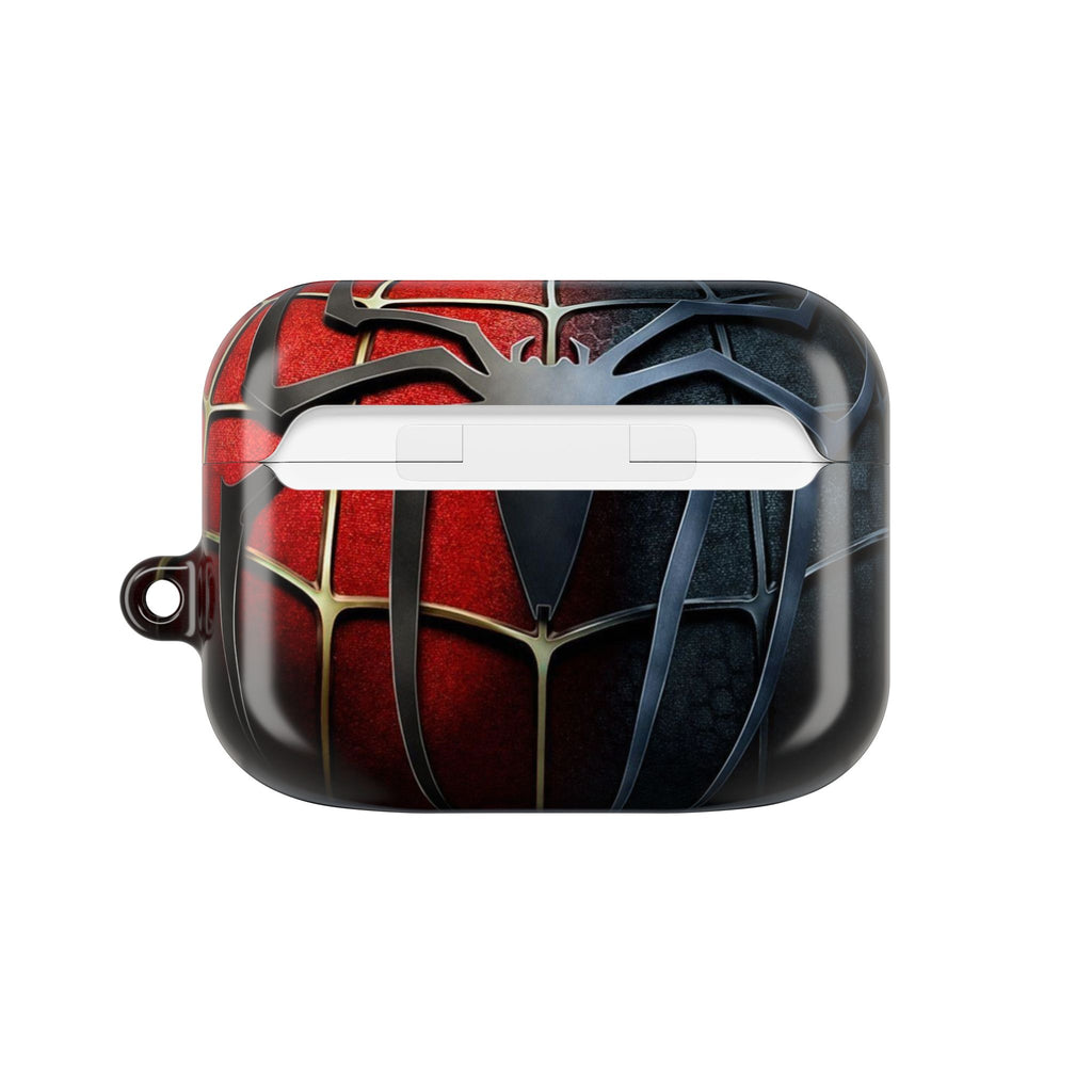 Spider Web AirPod Case – Red & Black Superhero Design Protective Cover