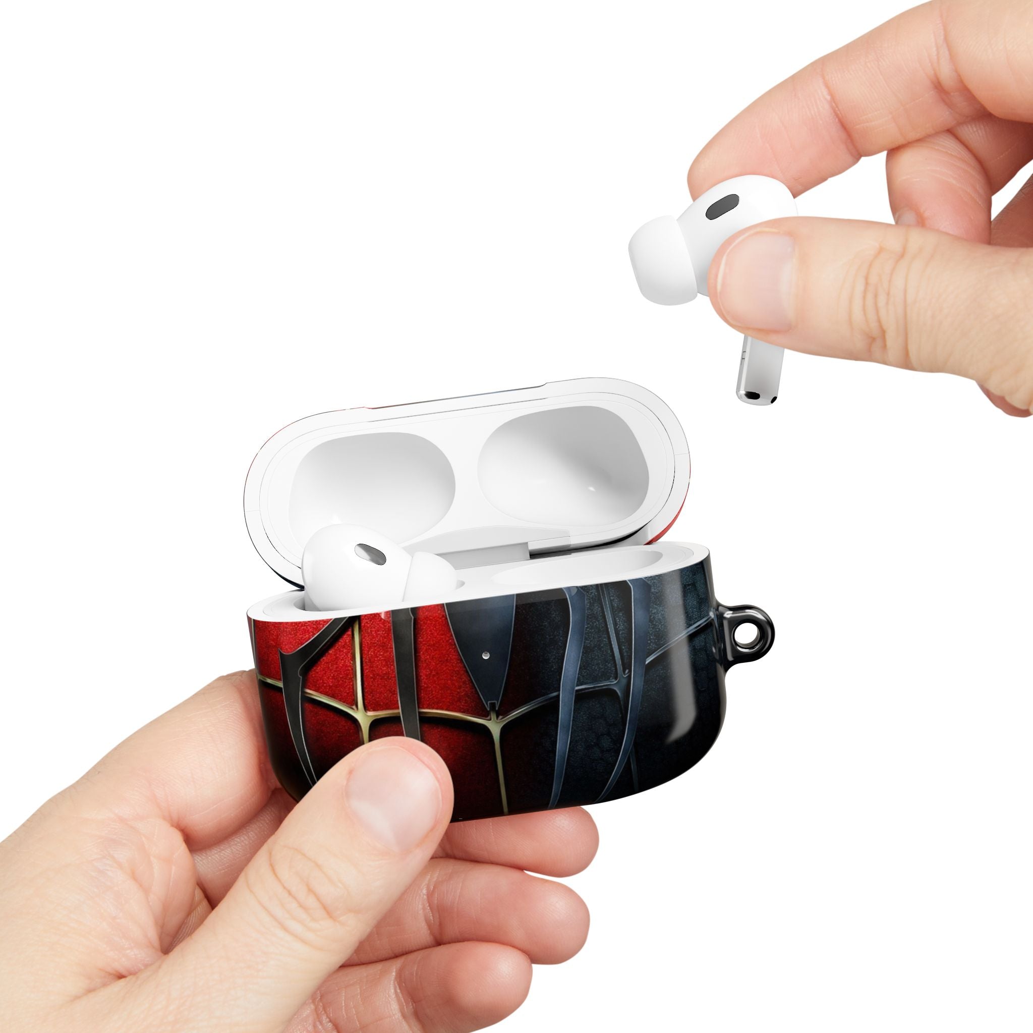 Spider Web AirPod Case – Red & Black Superhero Design Protective Cover