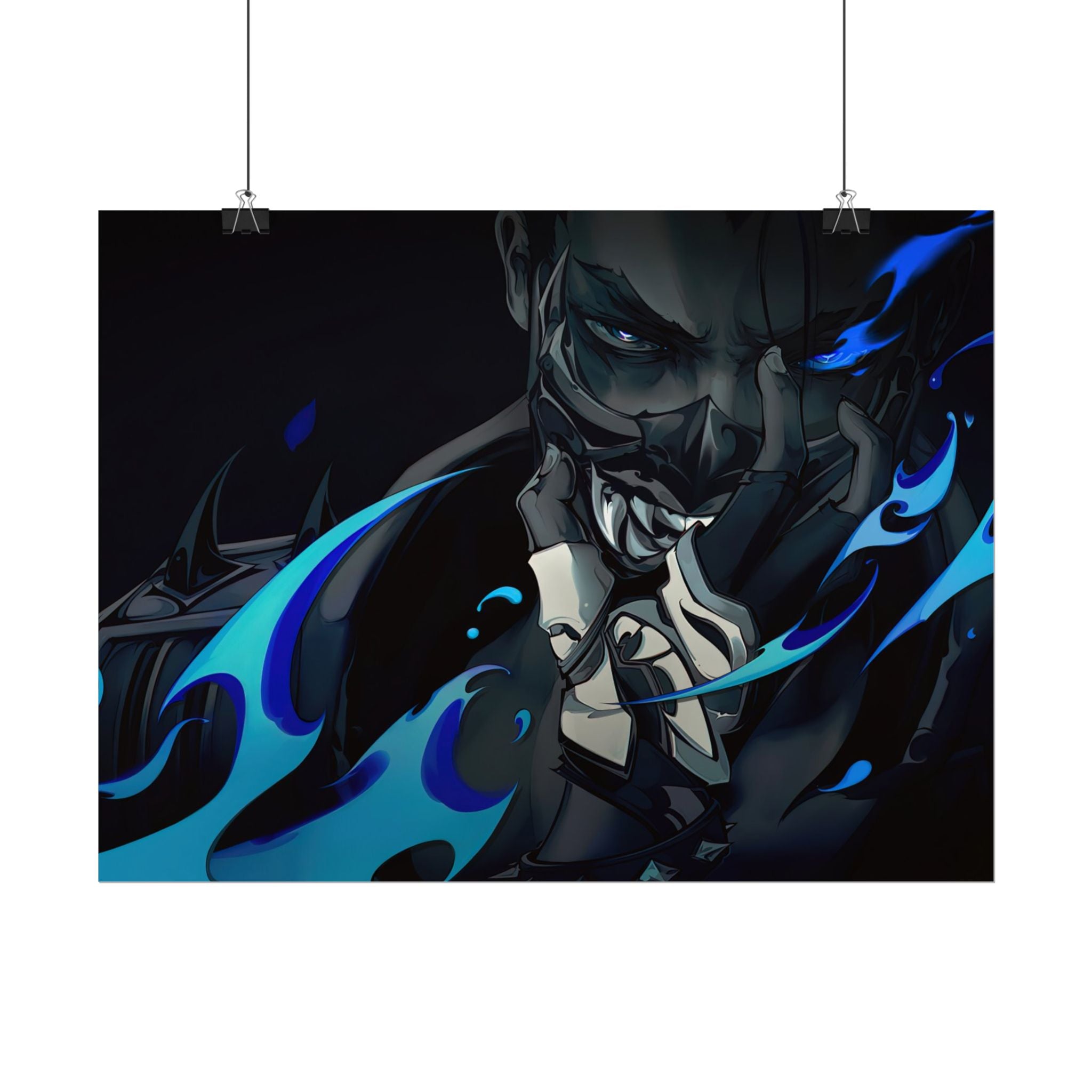 Yoru Valorant Character— Blue Flame Aesthetic Rolled Art Print