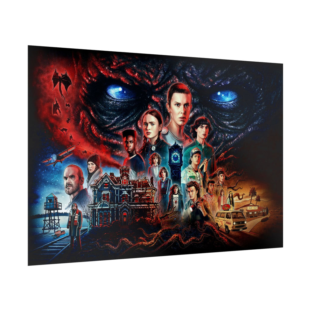 Stranger Things Cast Collage Poster (TV Series Retro Horror Art)