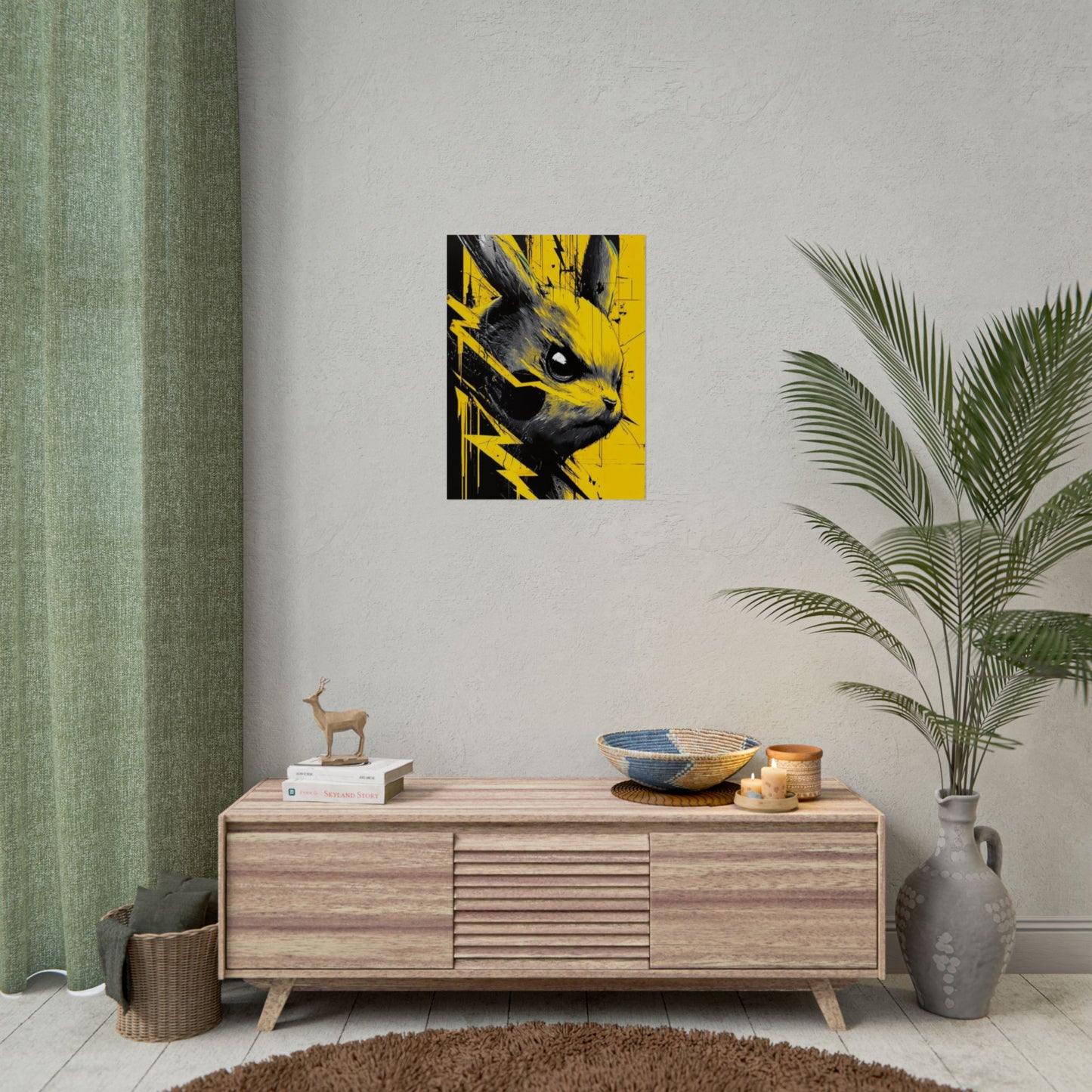 Elektrisches Pika-Kunstposter – Gelber Blitz Anime-Wanddruck