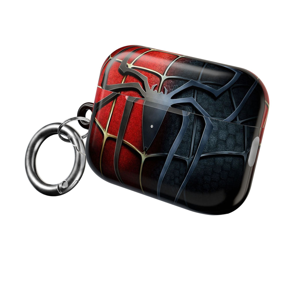 Spider Web AirPod Case – Red & Black Superhero Design Protective Cover