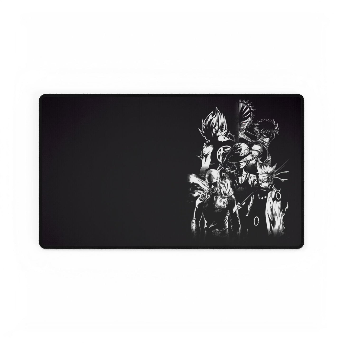 Anime Black Side Style Desk Mat — Monochrome Hero Collage Gaming Mousepad