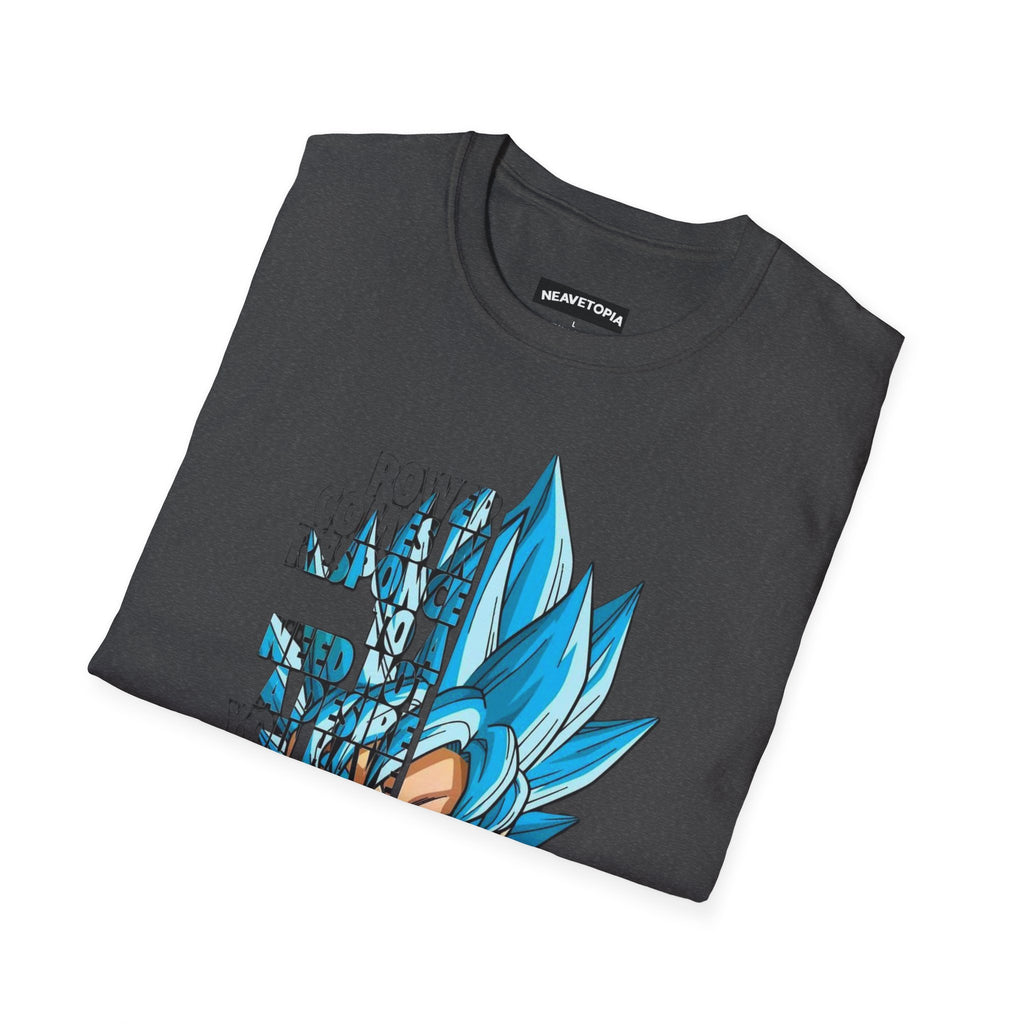 T-Shirt — Blue Super Saiyan Split Face Graphic Quote - Limited Edition