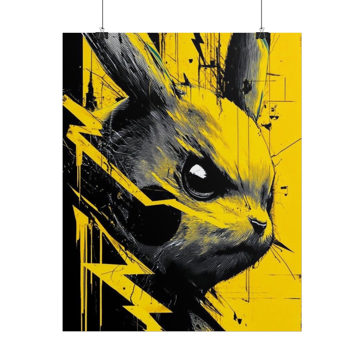 Elektrisches Pika-Kunstposter – Gelber Blitz Anime-Wanddruck
