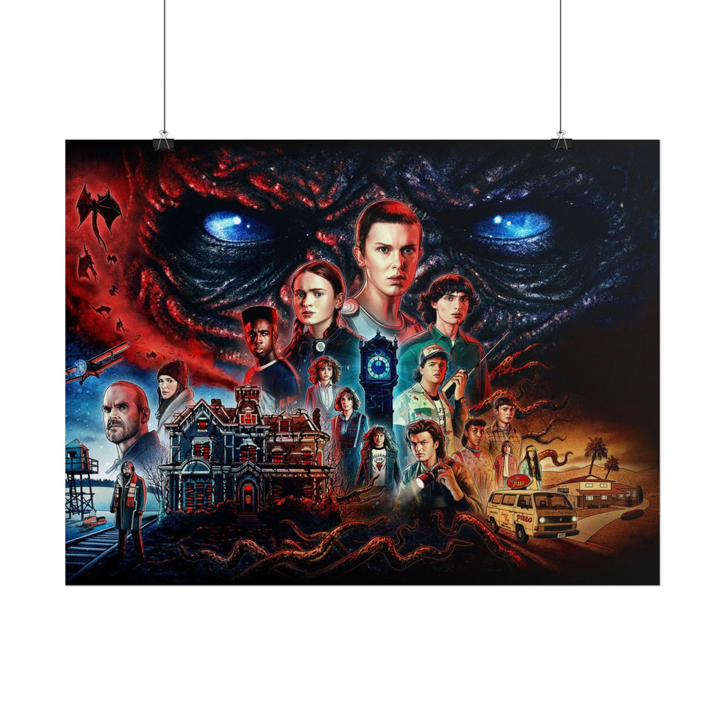 Stranger Things Cast Collage Poster (TV Series Retro Horror Art)