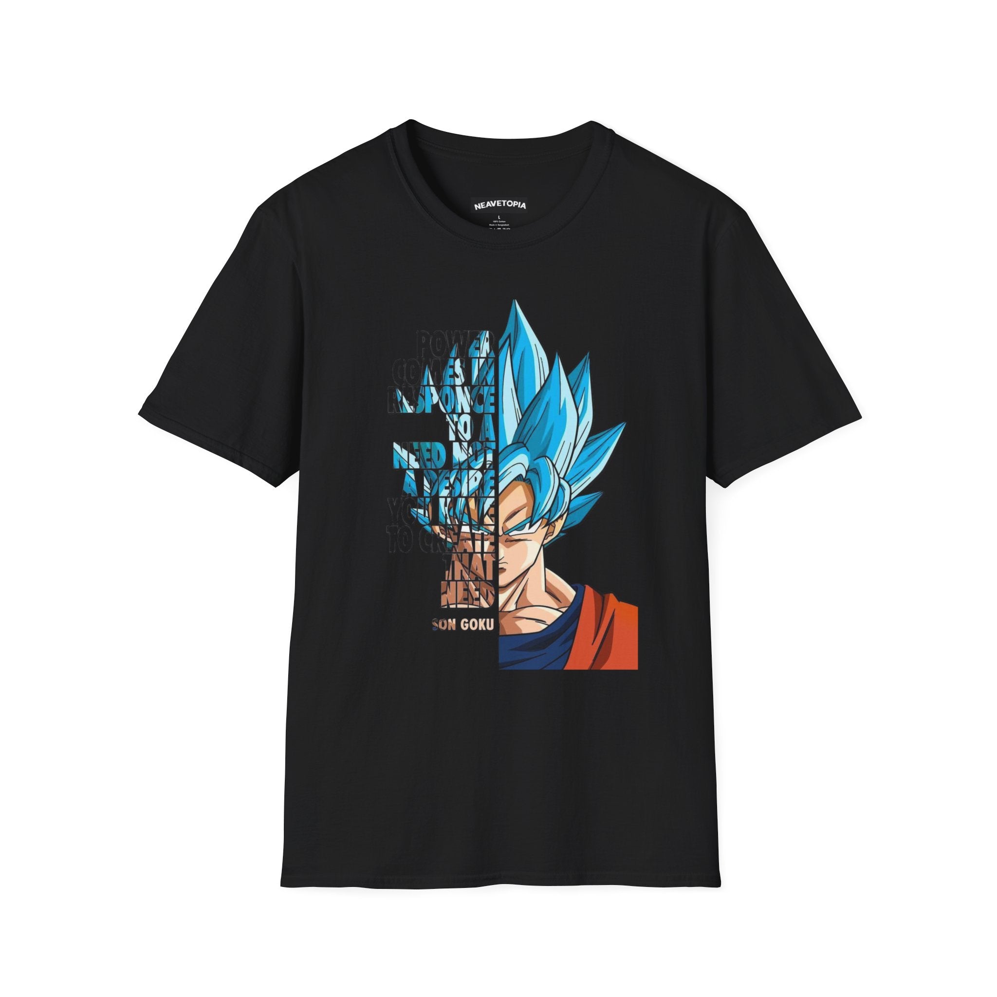 T-Shirt — Blue Super Saiyan Split Face Graphic Quote - Limited Edition