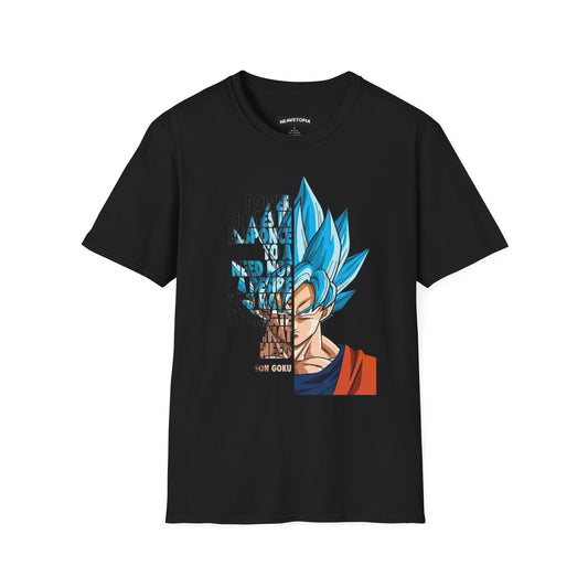 T-Shirt — Blue Super Saiyan Split Face Graphic Quote - Limited Edition
