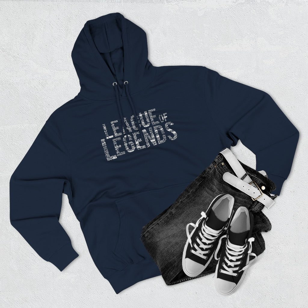 League of Legends Distressed Logo Hoodie - All Champion's names