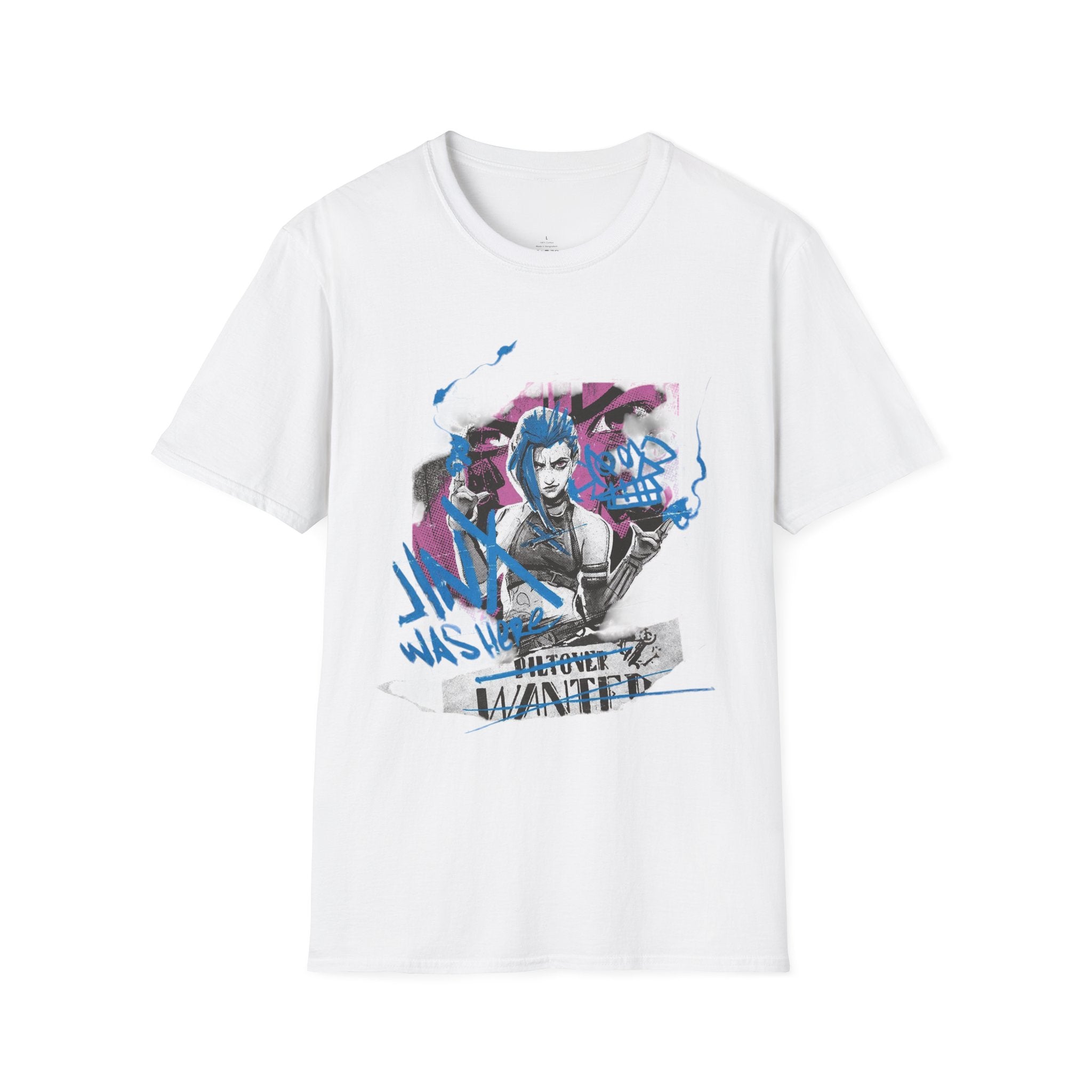 Jinxy Graffiti Portrait T-Shirt | Wanted Poster Street Art Style