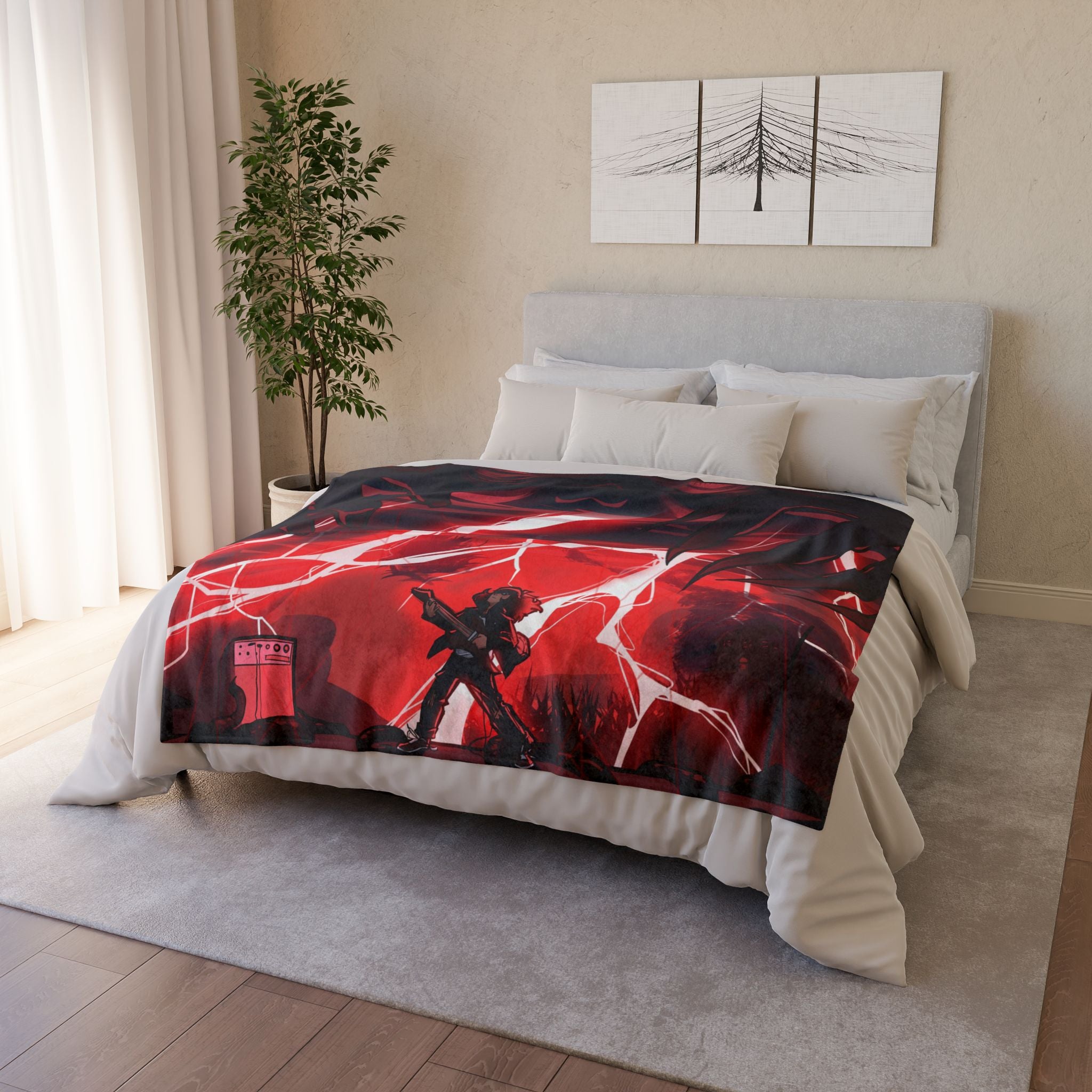 Stranger Things - Eddie Munson in Upside Down with Guitar - Throw Blanket