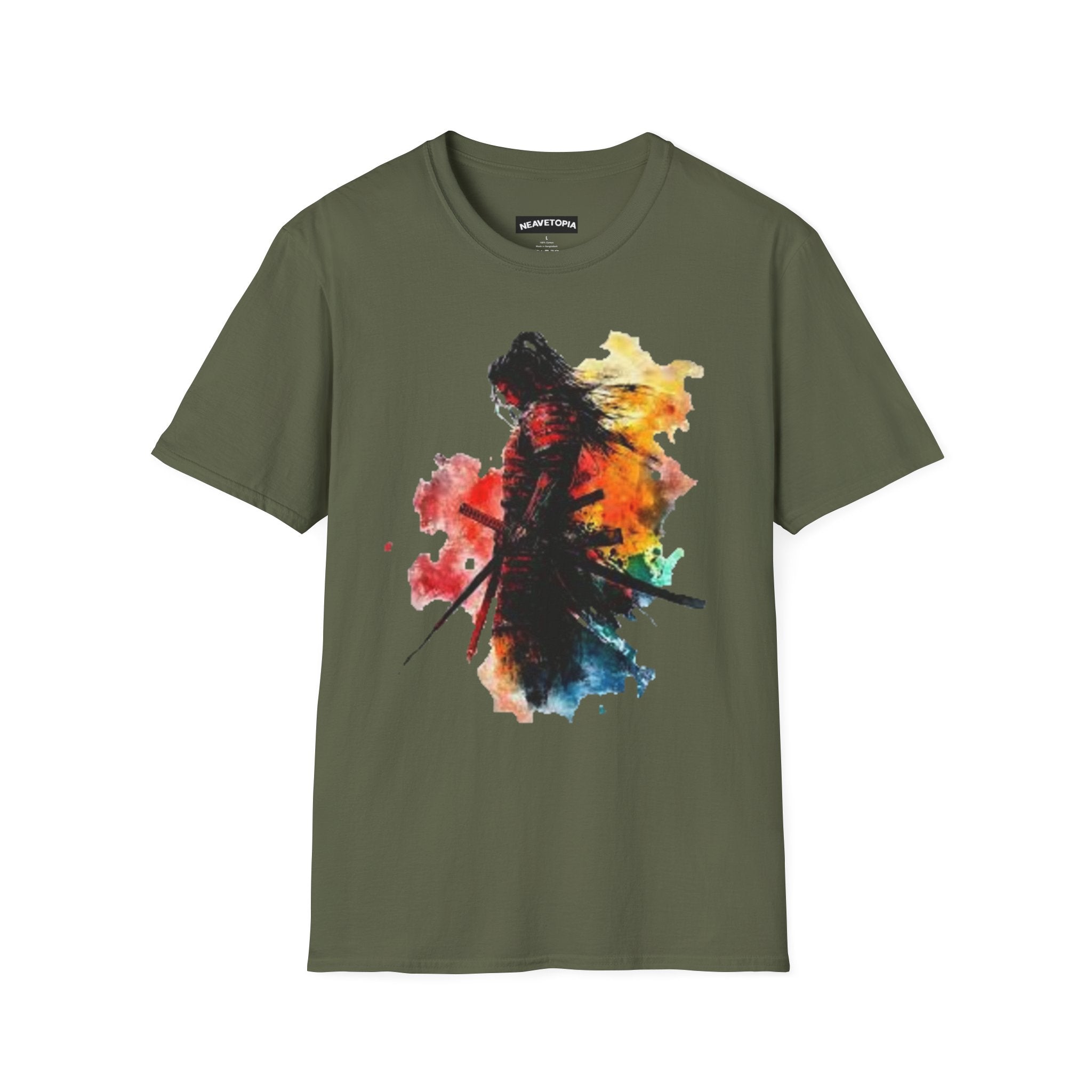 Anime GamingJapanese Splash Color technique Colorful Retro Samurai Art Unisex Softstyle T-Shirt, Graphic Tee, Gift for Anime Fans,