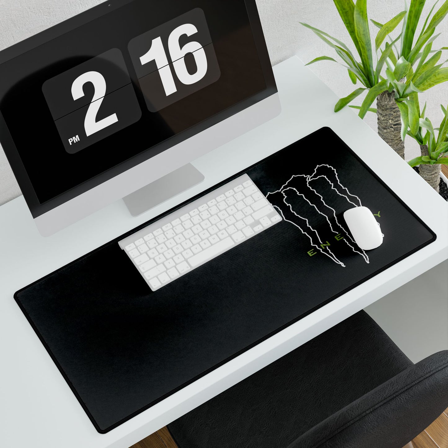 Monster Energy Black Gaming Desk Mat — Large Mousepad with Logo