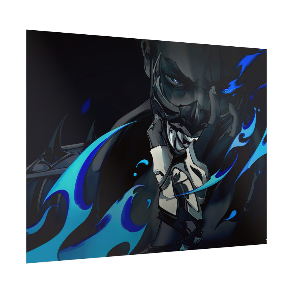 Yoru Valorant Character— Blue Flame Aesthetic Rolled Art Print