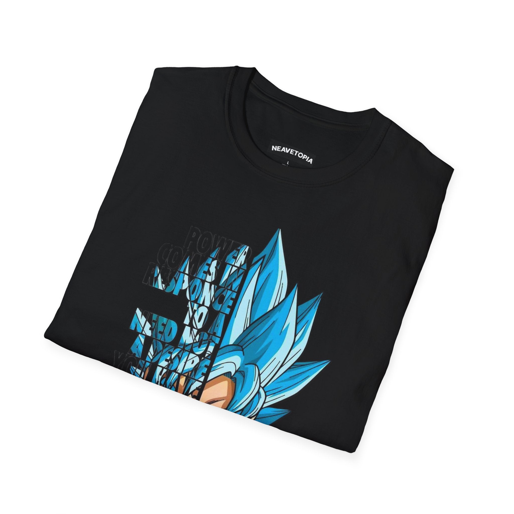 T-Shirt — Blue Super Saiyan Split Face Graphic Quote - Limited Edition