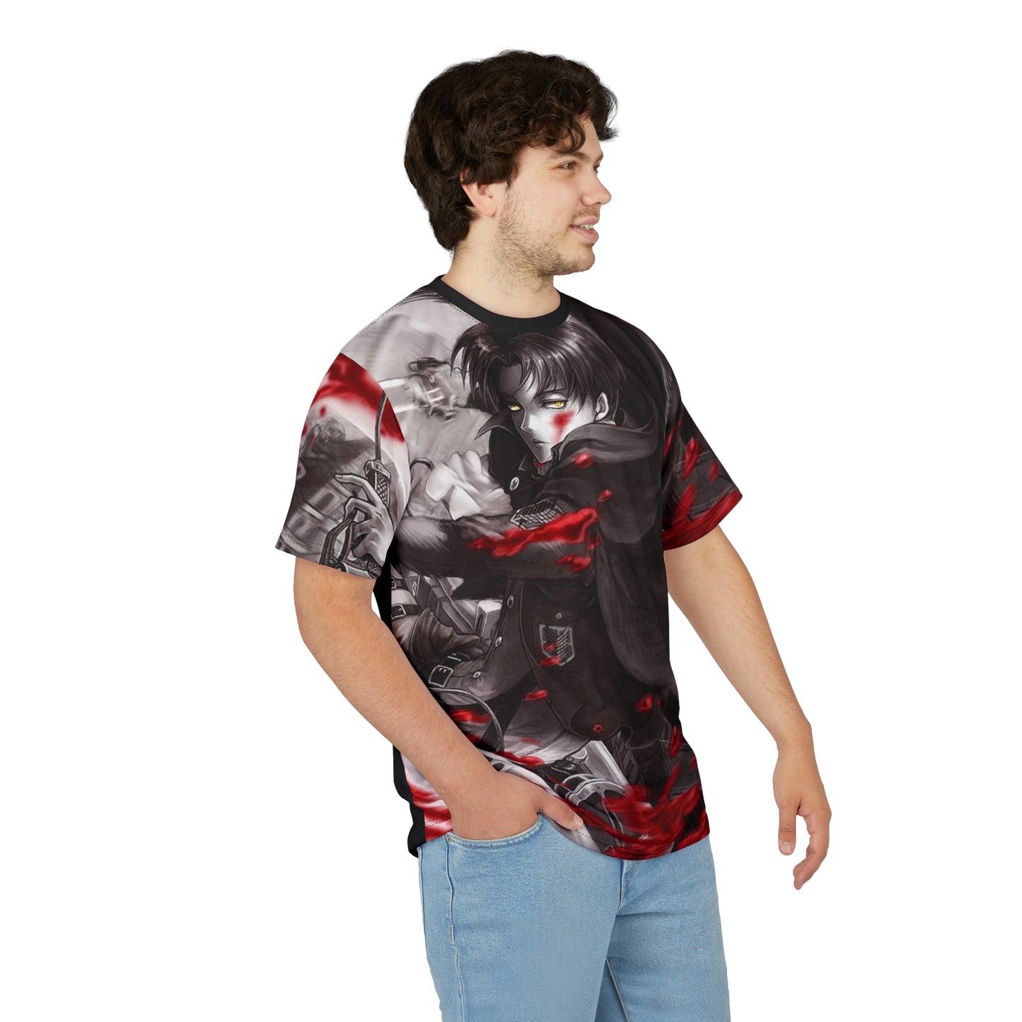 Attack Anime on Titan : Levi Red Black Shirt