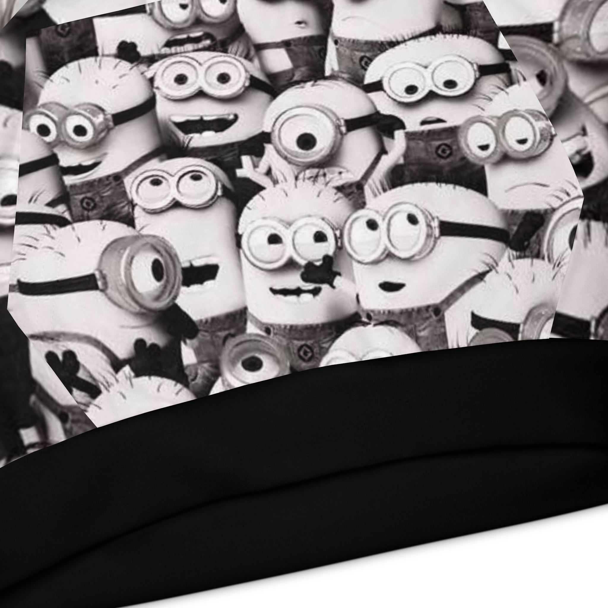 Kids All-Over Print MinionS Pattern Hoodie — Black & White Cartoon Crew