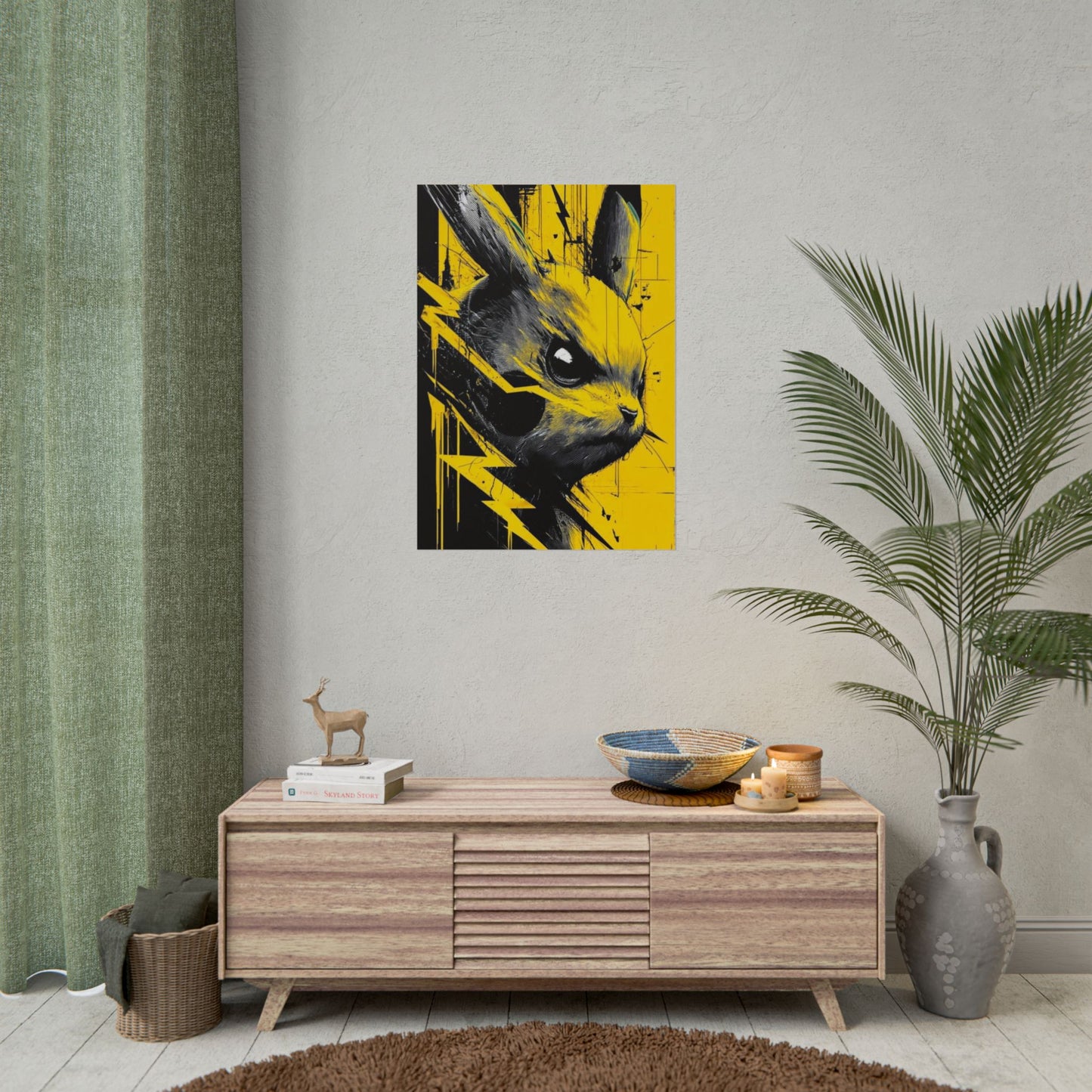 Elektrisches Pika-Kunstposter – Gelber Blitz Anime-Wanddruck