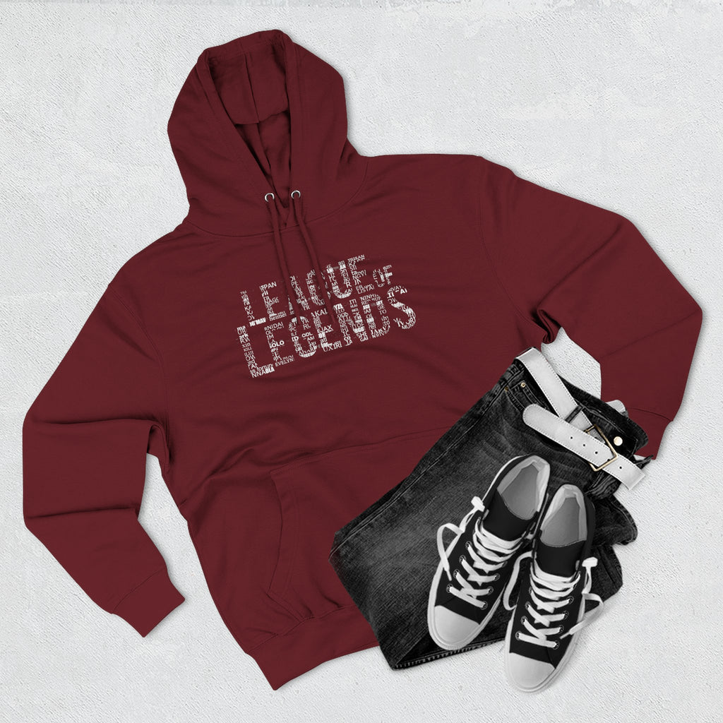 League of Legends Distressed Logo Hoodie - All Champion's names