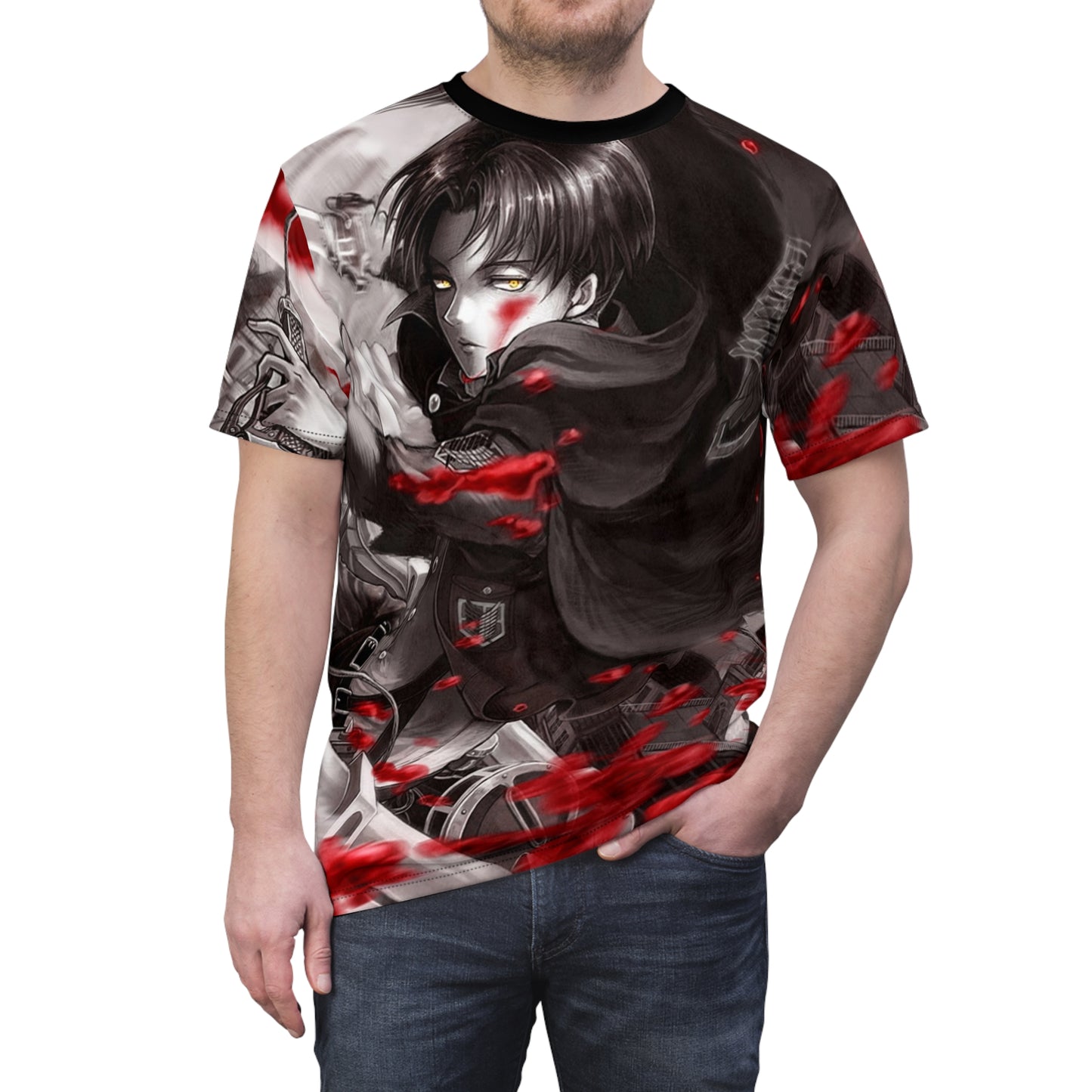 Attack Anime on Titan : Levi Red Black Shirt