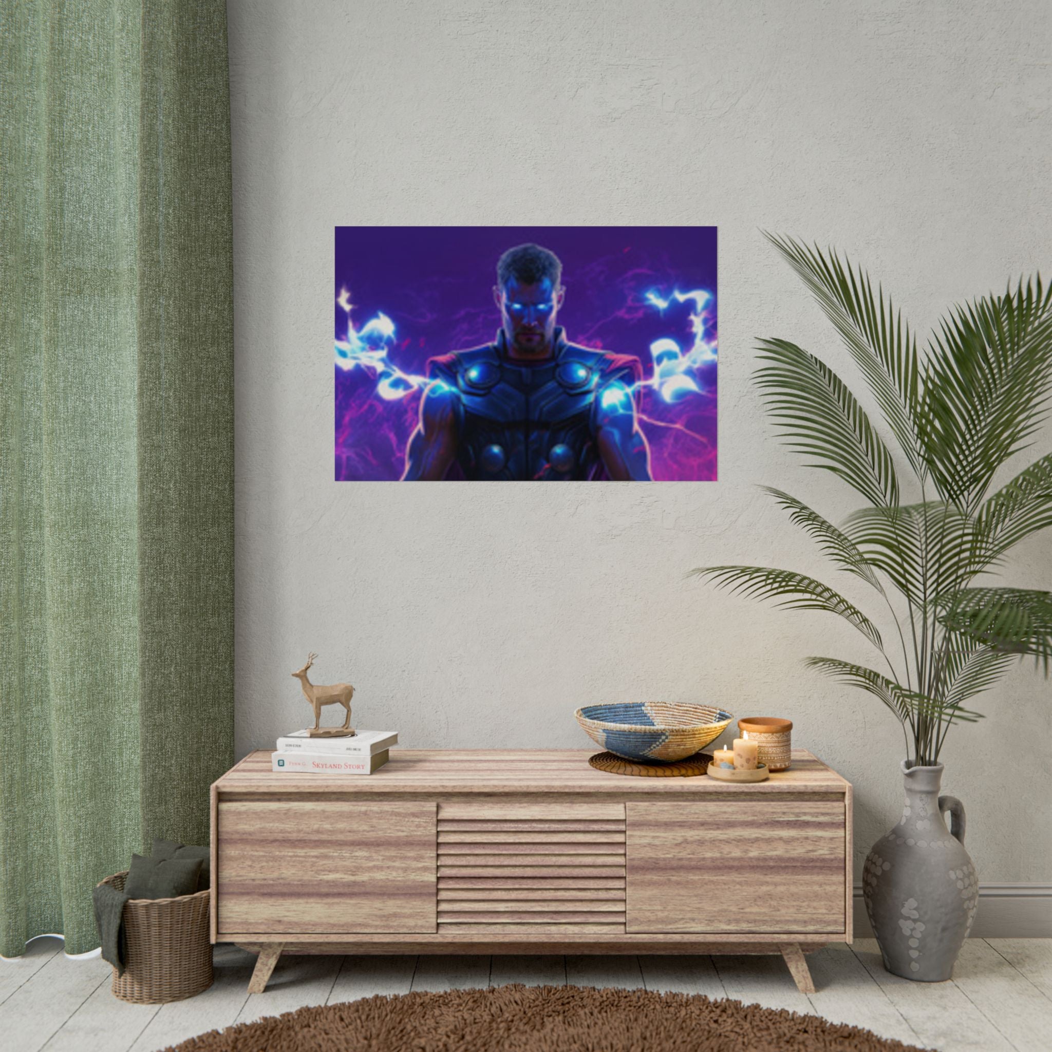 Thor Lightning Poster — Marvel Vibrant Superhero Wall Art (Rolled Poster)