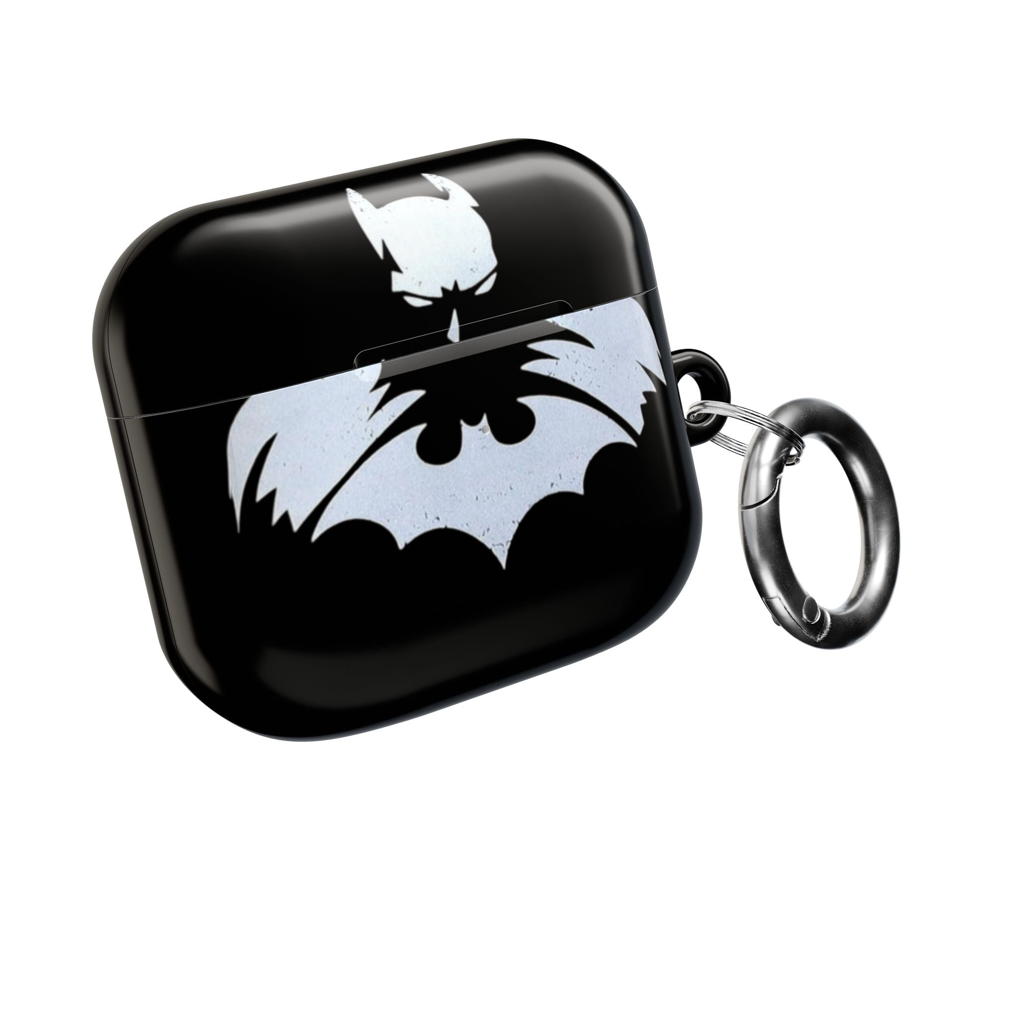 Bat Logo AirPod Case — Black Protective Charging Case with White Bat Emblem