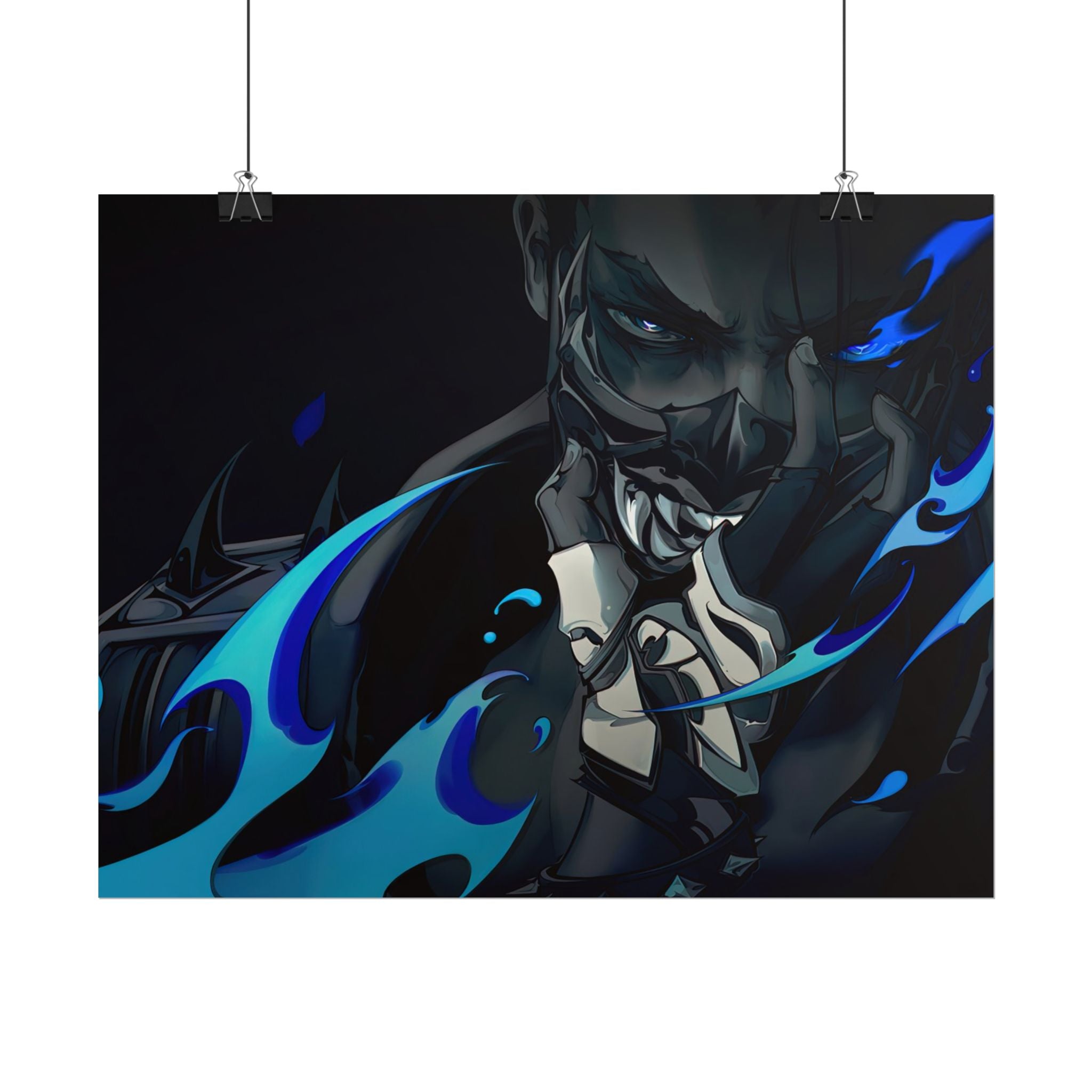 Yoru Valorant Character— Blue Flame Aesthetic Rolled Art Print